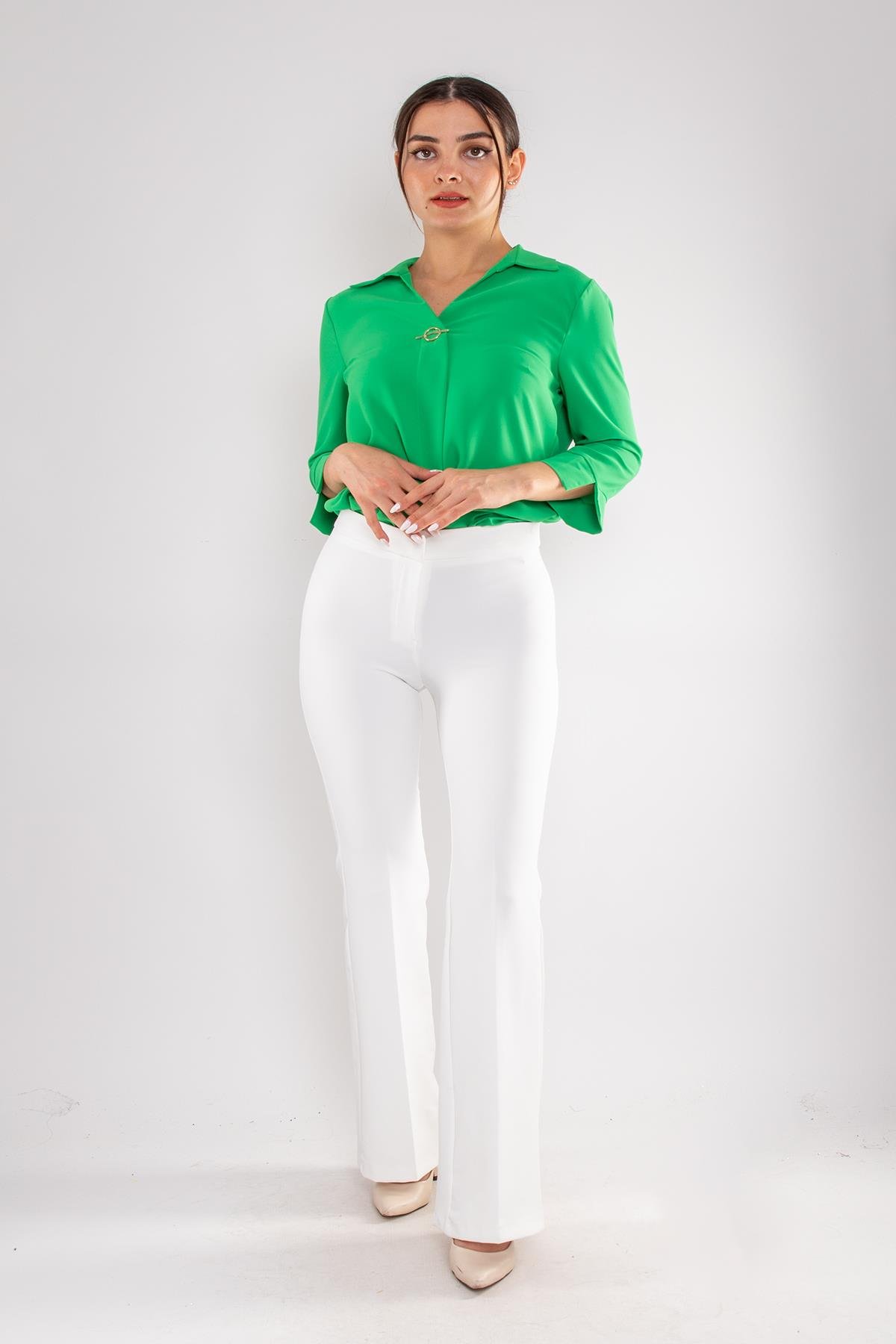 7673 İspanyol Paça Kadın Krep Pantolon