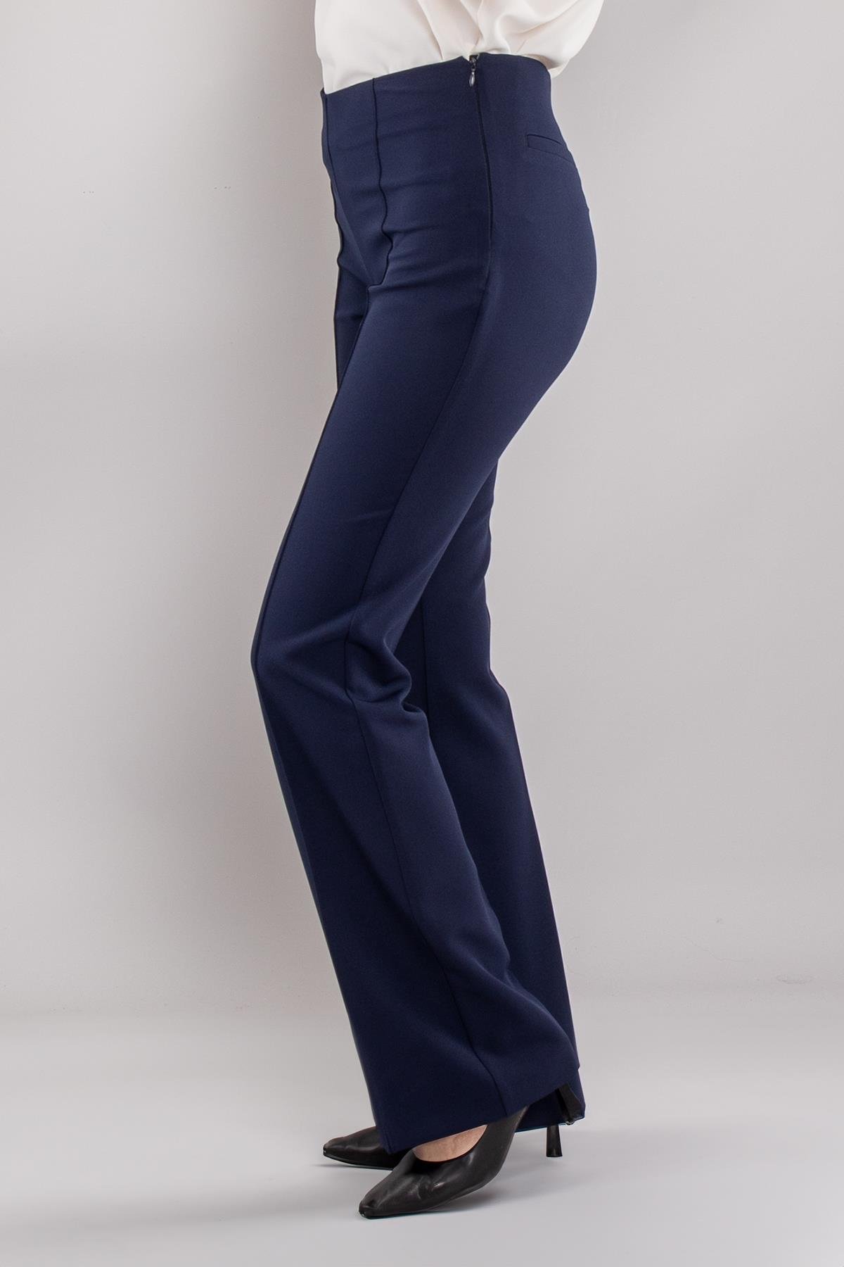 79387 Yandan Gizli Fermuar İspanyol Çımalı Krep Kumaş Kadın Pantolon