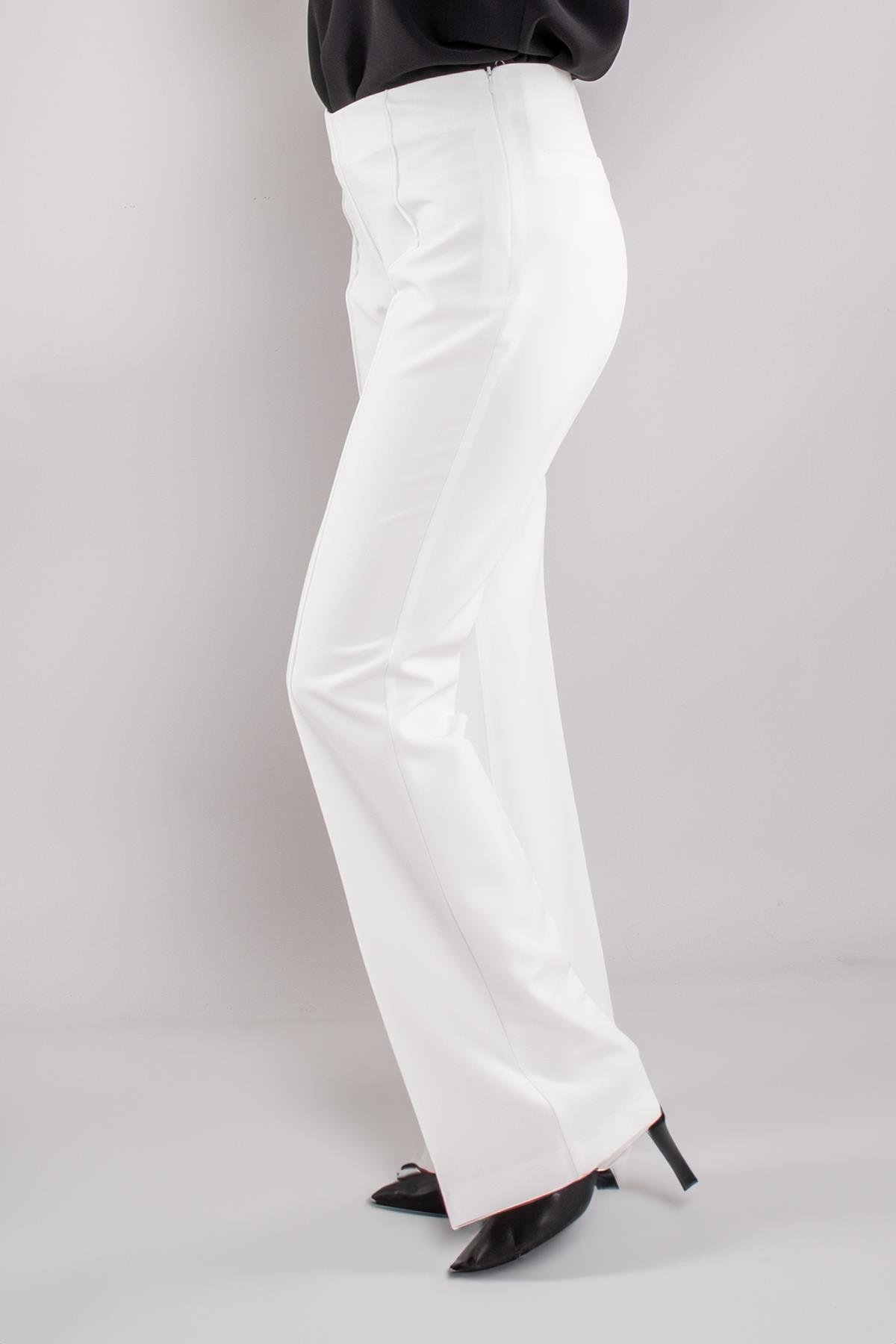 79387 Yandan Gizli Fermuar İspanyol Çımalı Krep Kumaş Kadın Pantolon