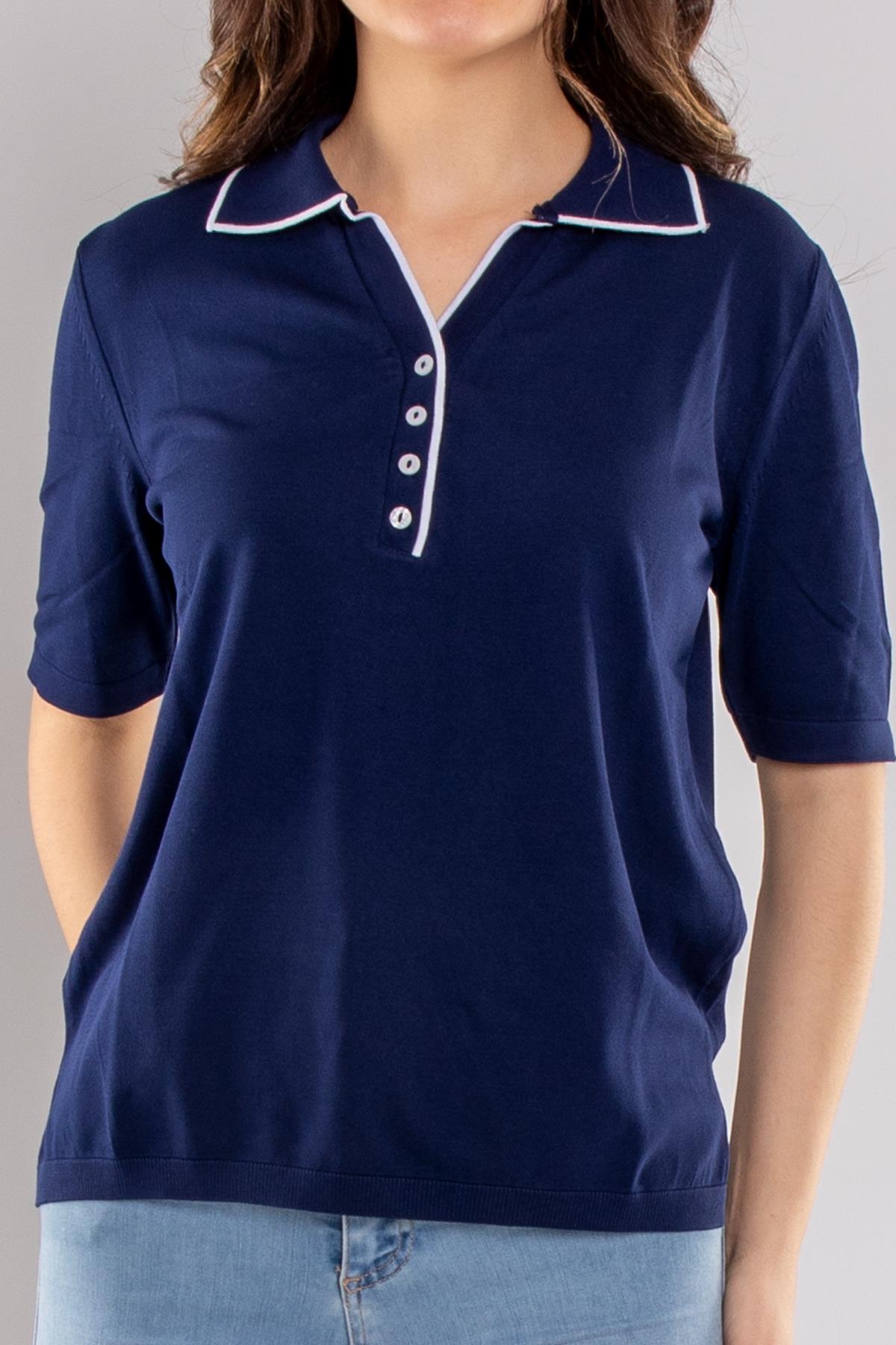804 Polo Yaka Özel Düğmeli Merserize Triko
