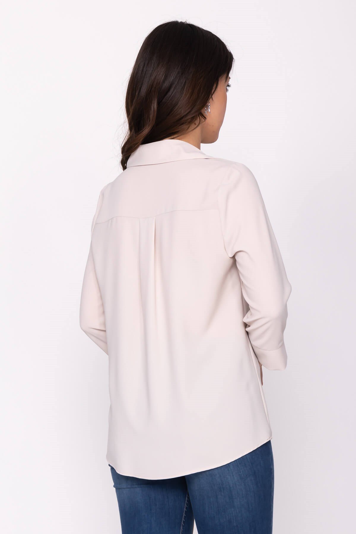 81285 Broşlu Truv.Kol Krep Bluz