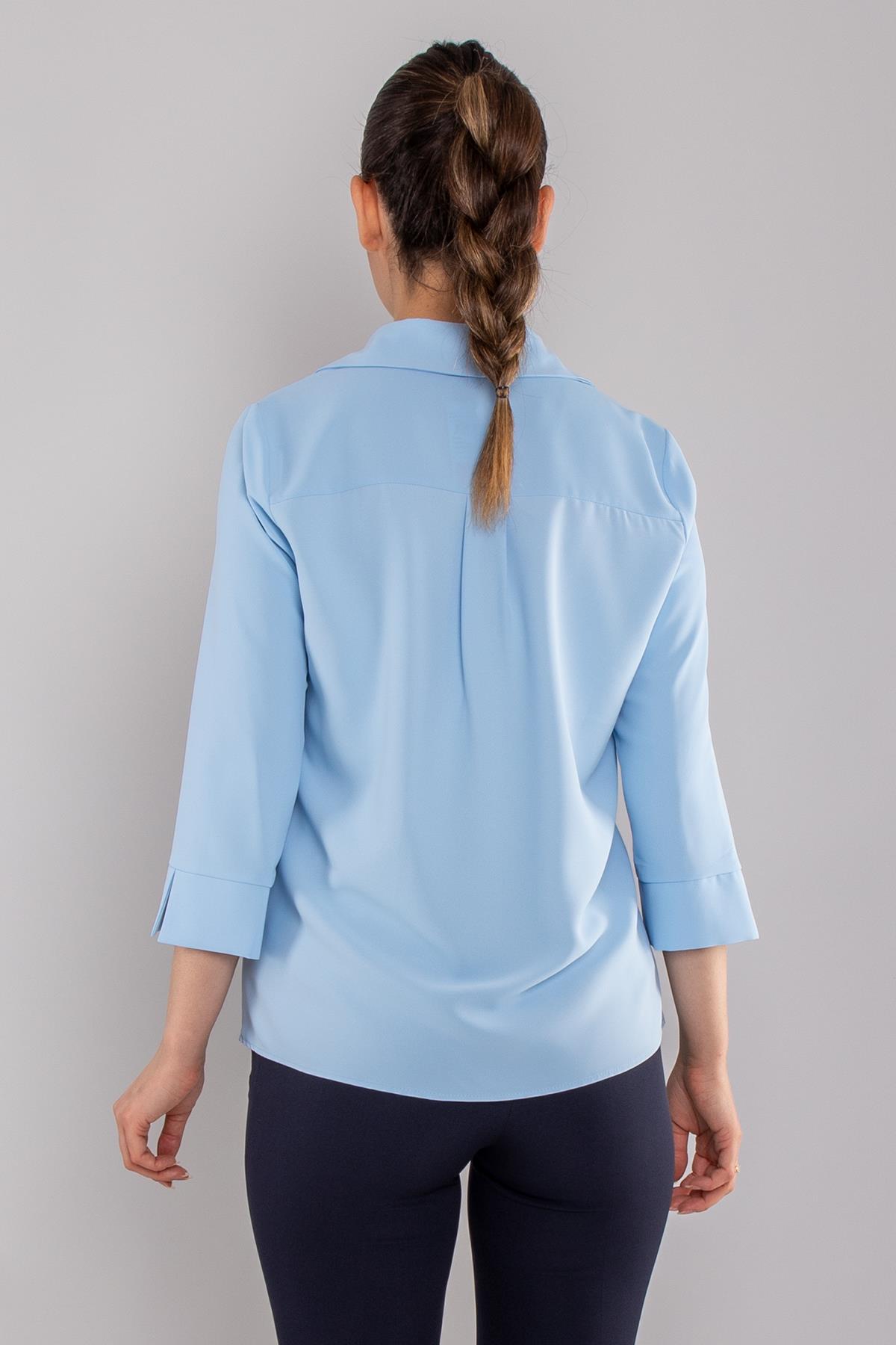 81285 Broşlu Truvakar Kol Krep Bluz