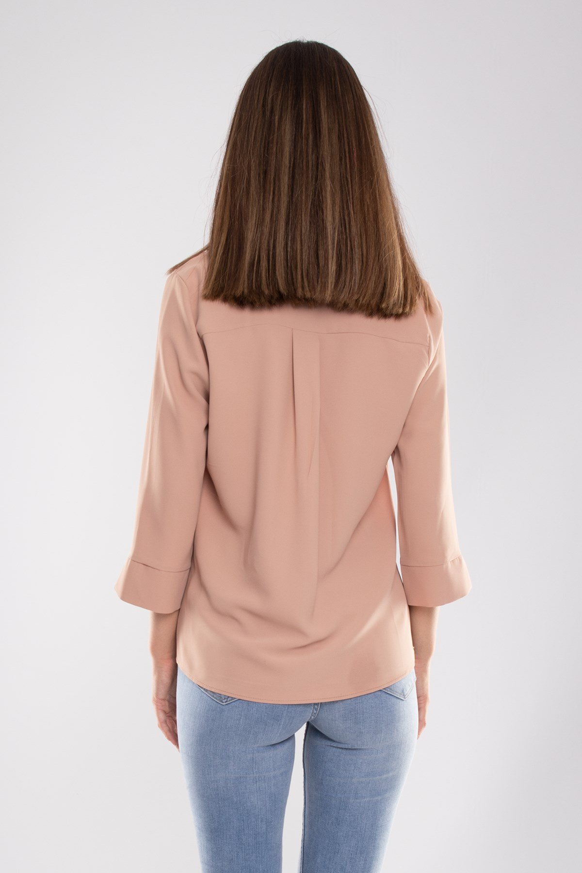 81285 Broşlu Truvakar Kol Krep Bluz