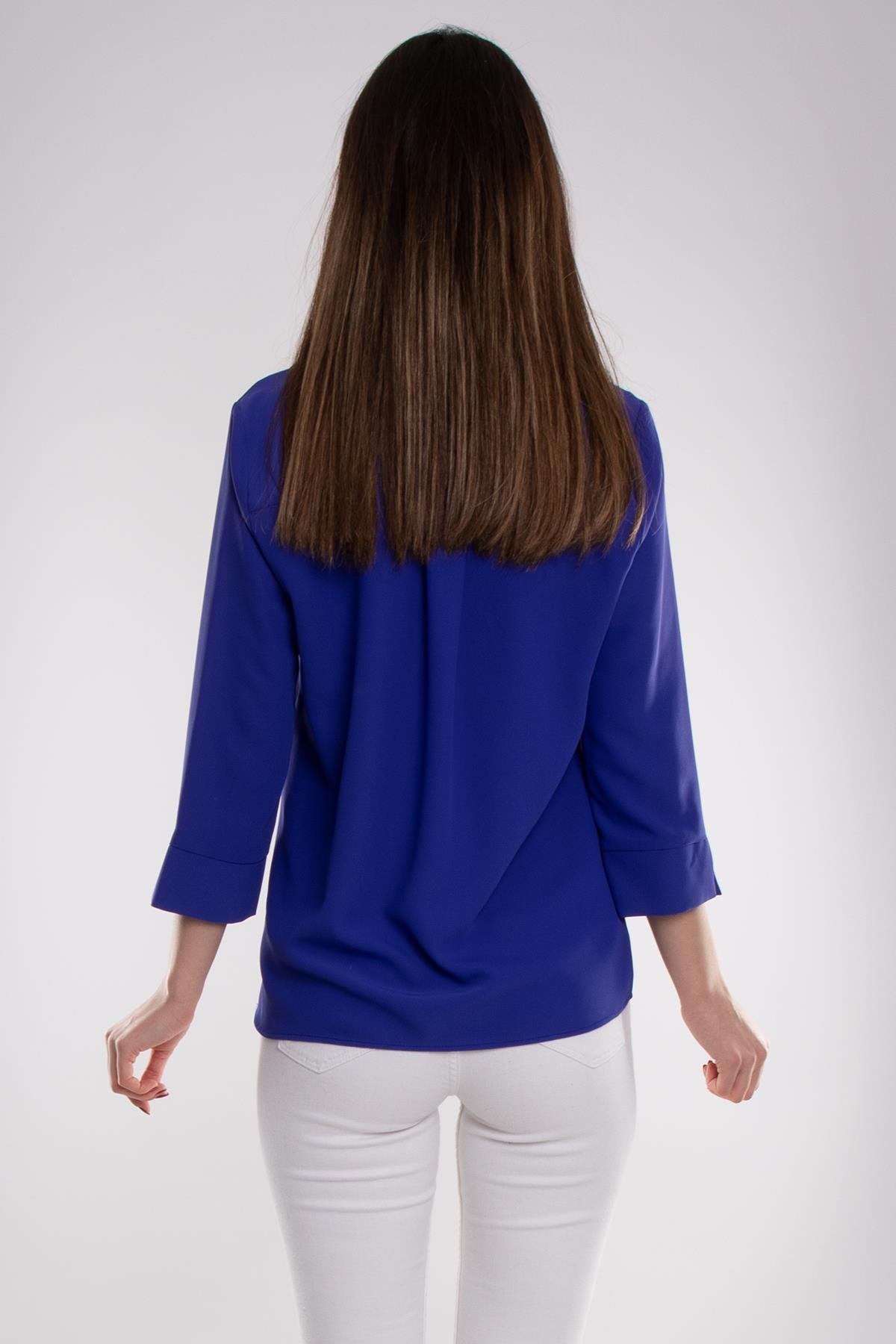 81285 Broşlu Truvakar Kol Krep Bluz