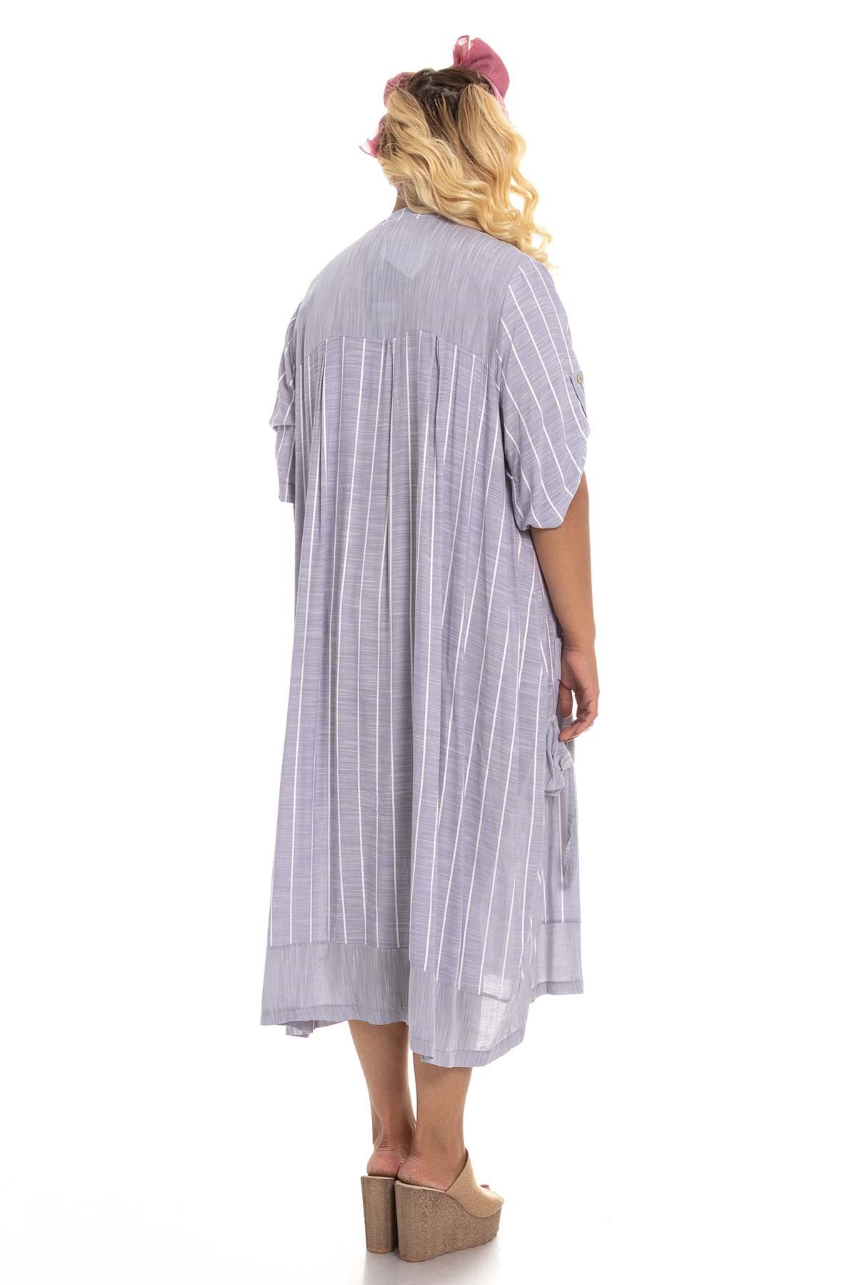 8136 Çizgili Cepli Viscon Elbise