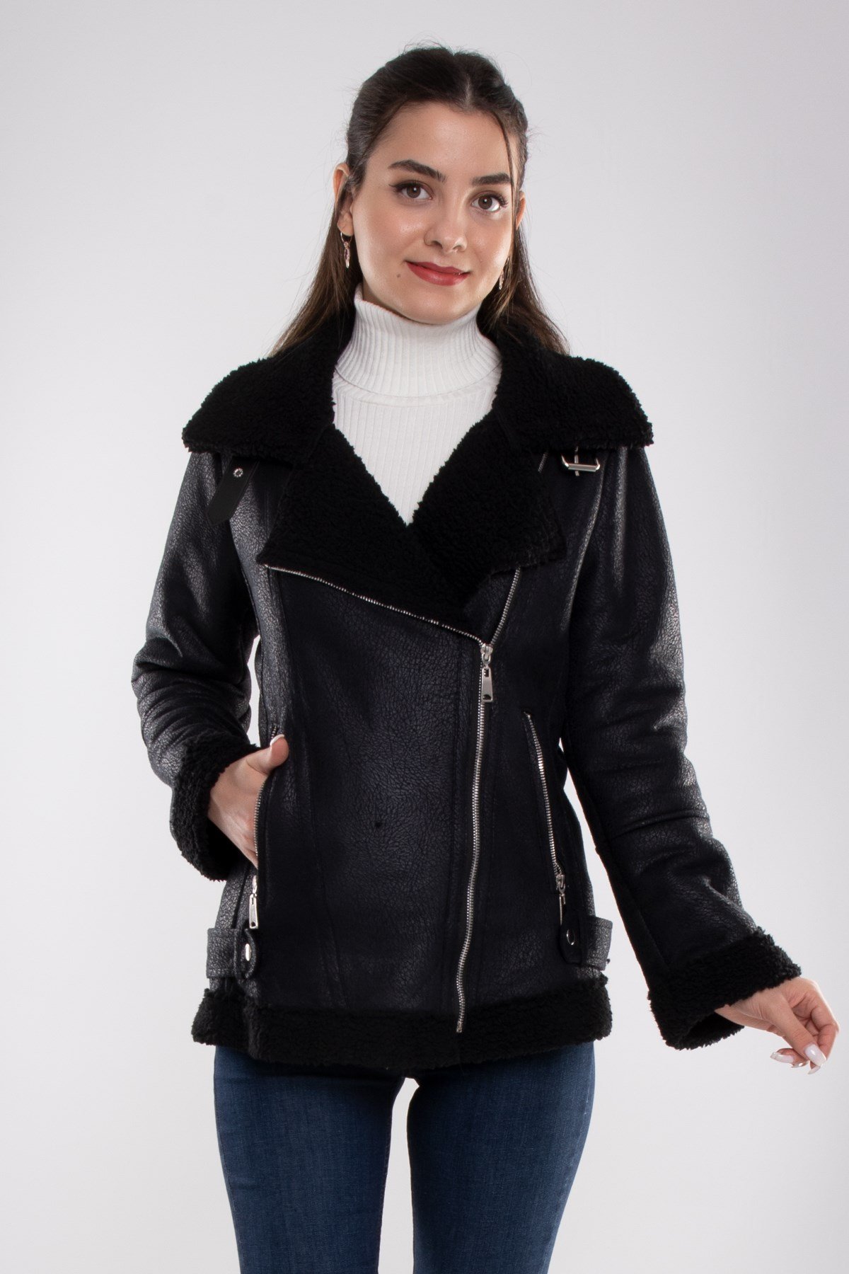 8332 İçi Kürklü Nubuk Kadın Ceket