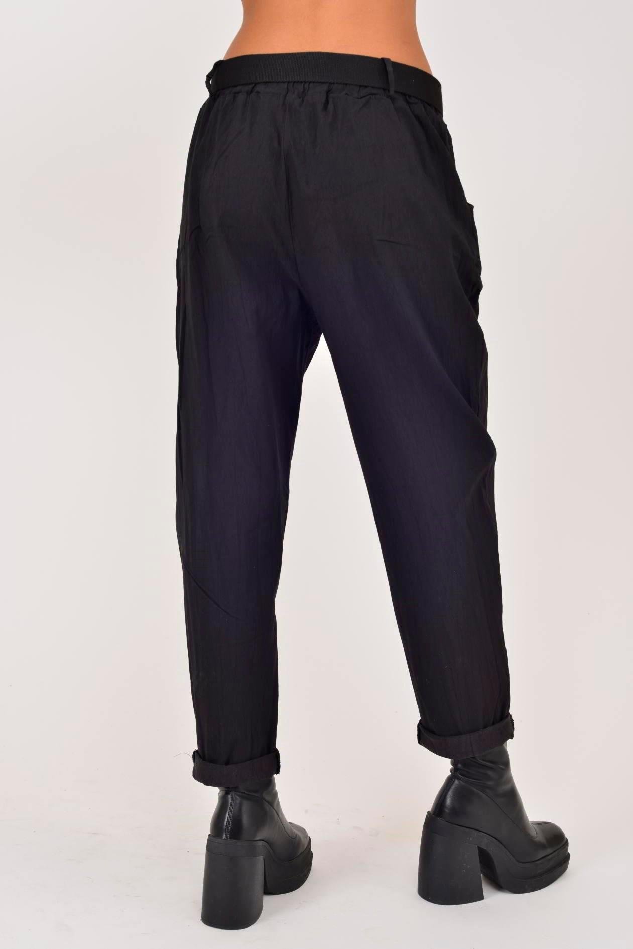 8600 Düz Desen Tokalı Kemerli Pantolon