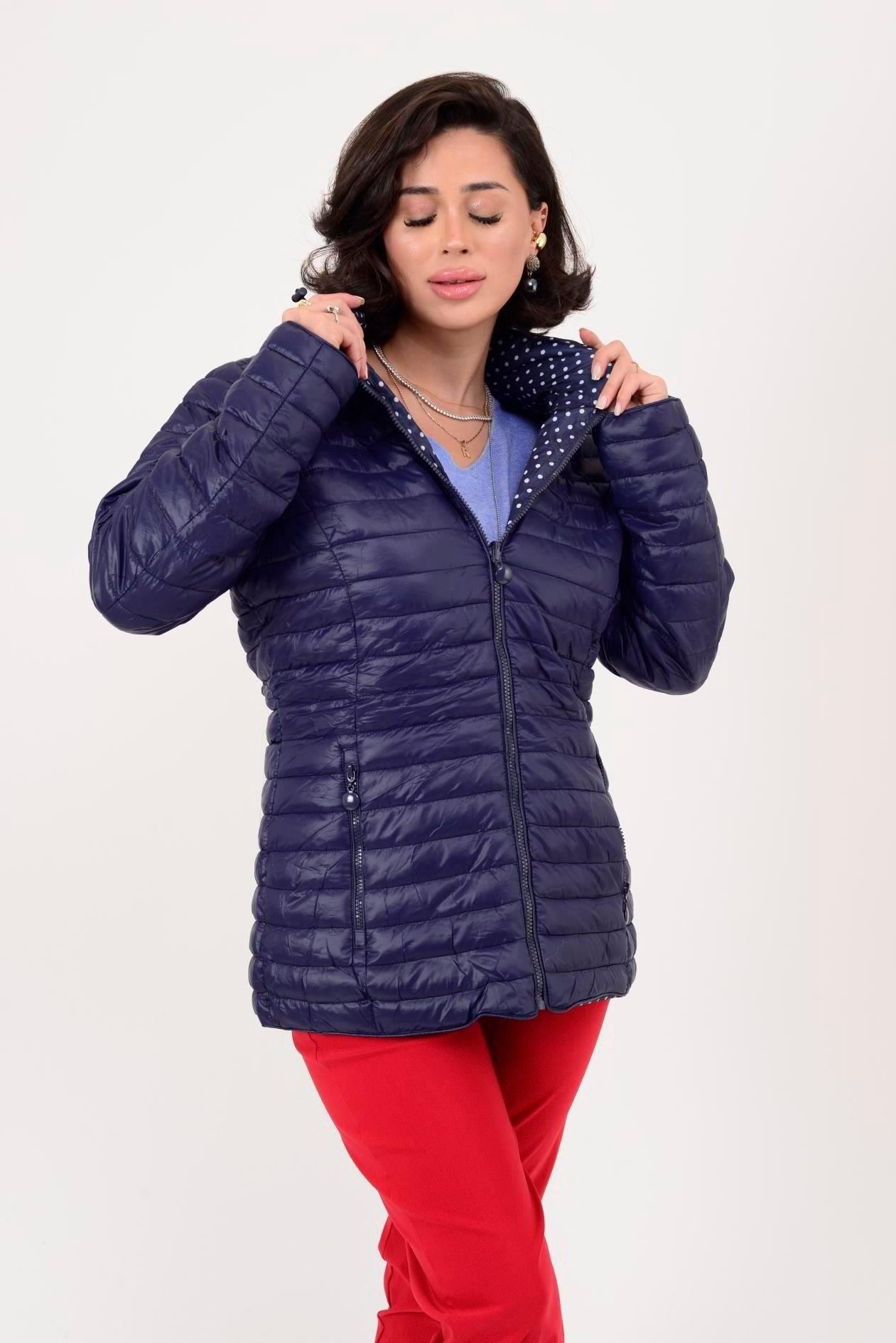 8966 İçi Puantiyeli Kapitone Kapüşonlu Mont