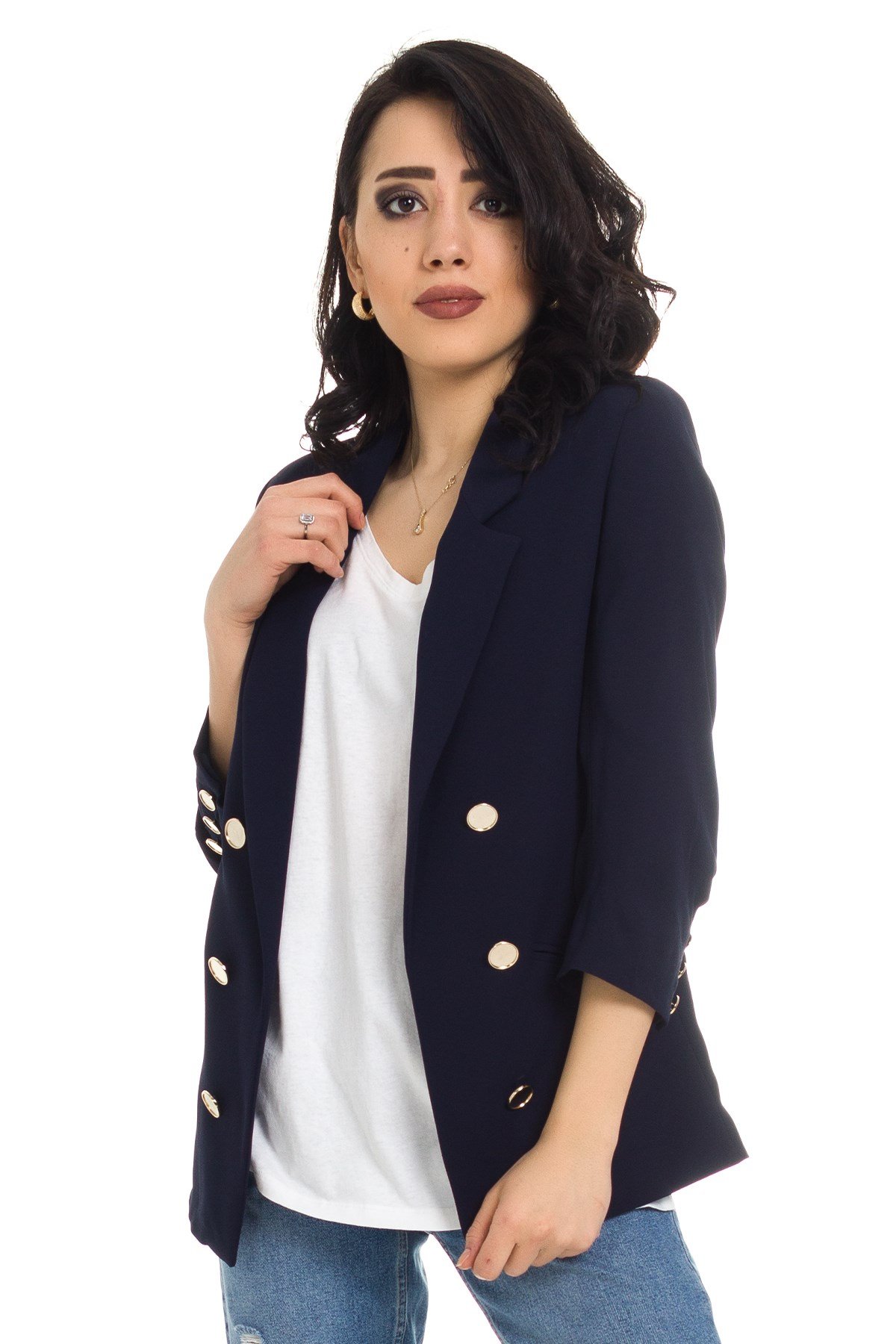 90113 ÖNÜ DÜĞMELİ KOLU BÜZGÜLÜ CEKET