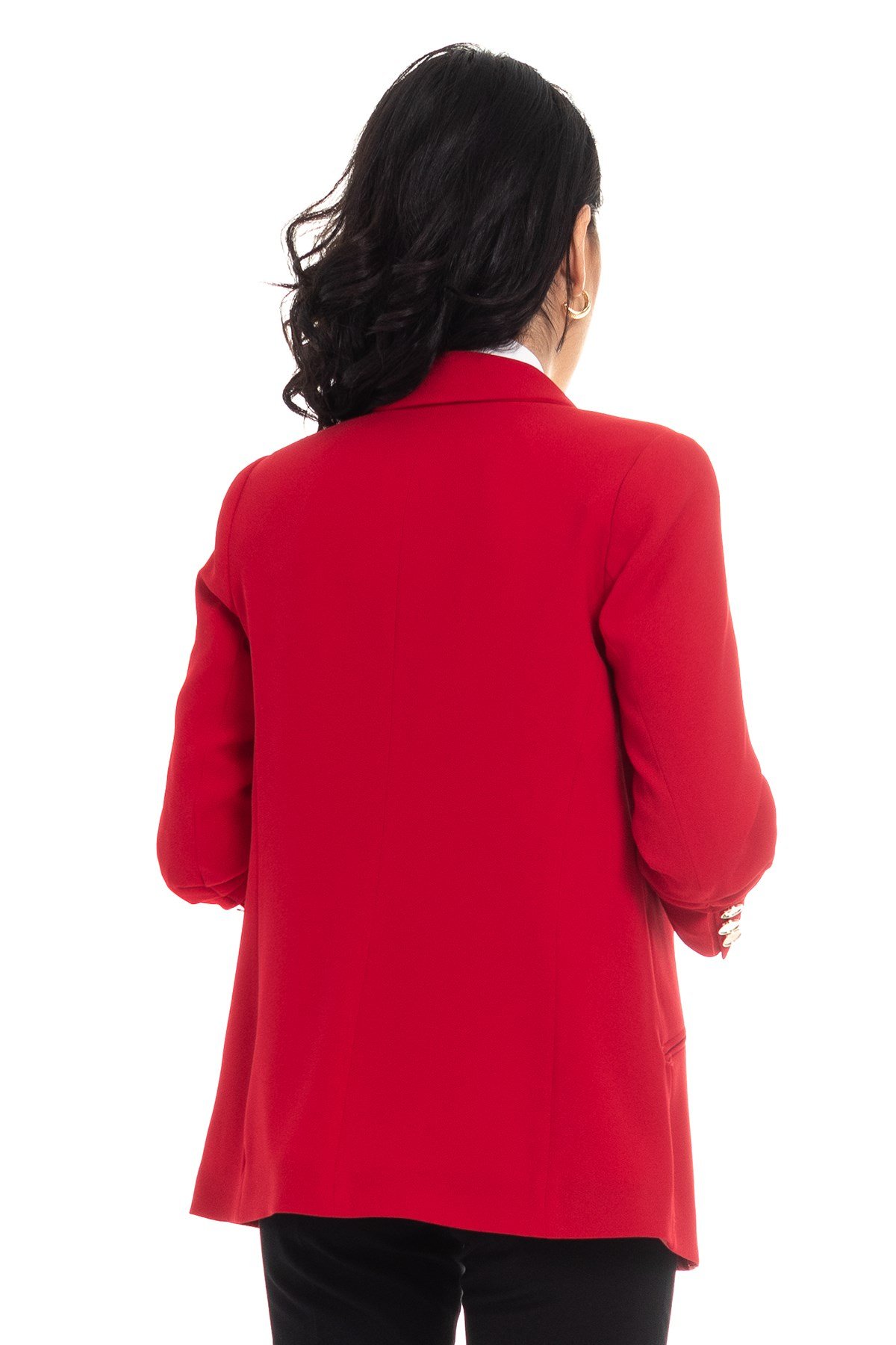 90113 ÖNÜ DÜĞMELİ KOLU BÜZGÜLÜ CEKET