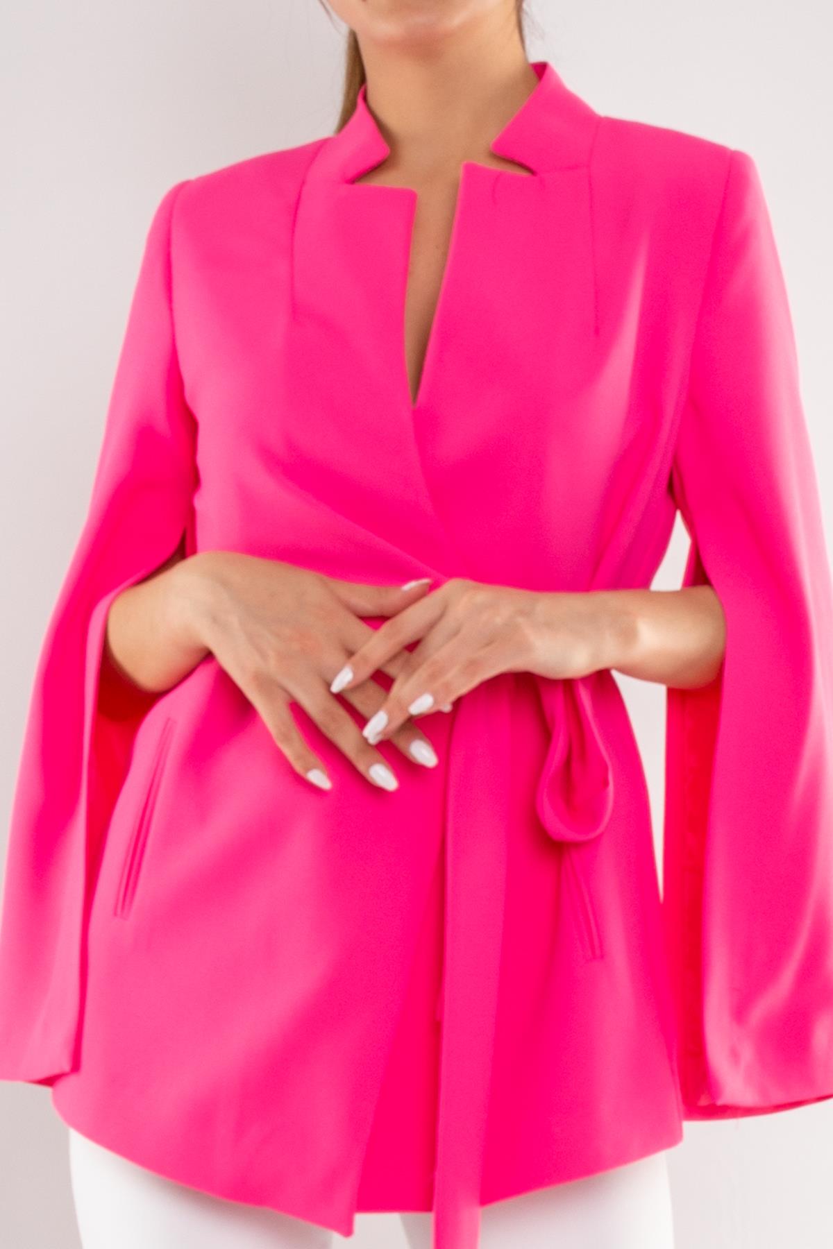 90177 Yandan Bağlamalı Hakim Yaka Yırtmaç Kol Ceket