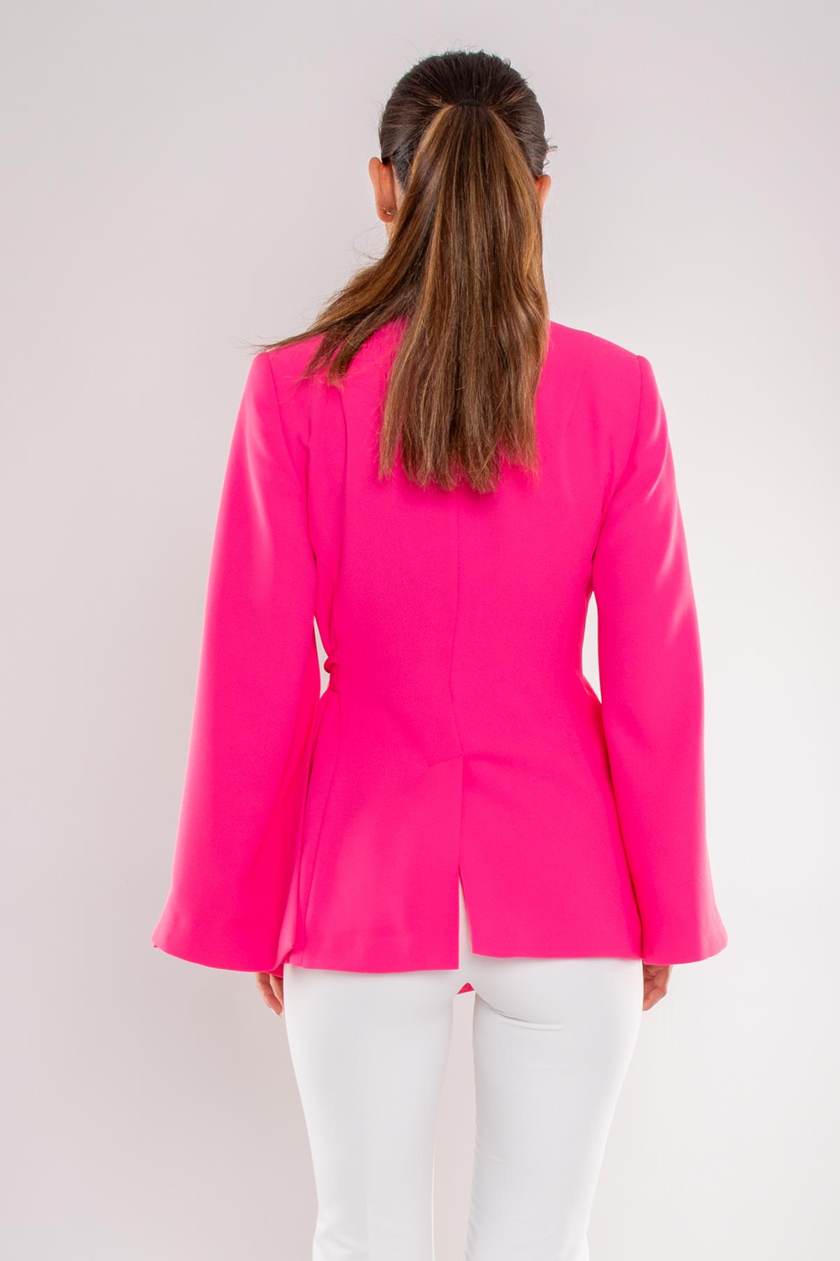 90177 Yandan Bağlamalı Hakim Yaka Yırtmaç Kol Ceket