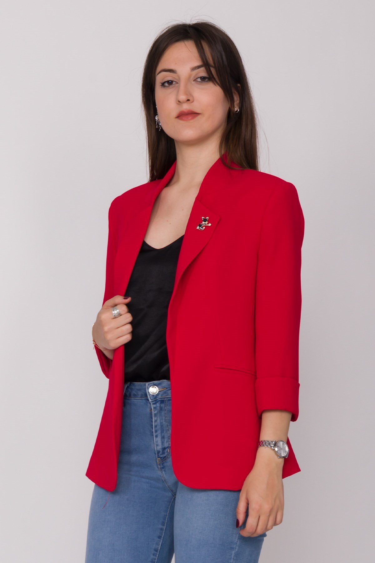 90179 KEDİ BROŞLU CEKET