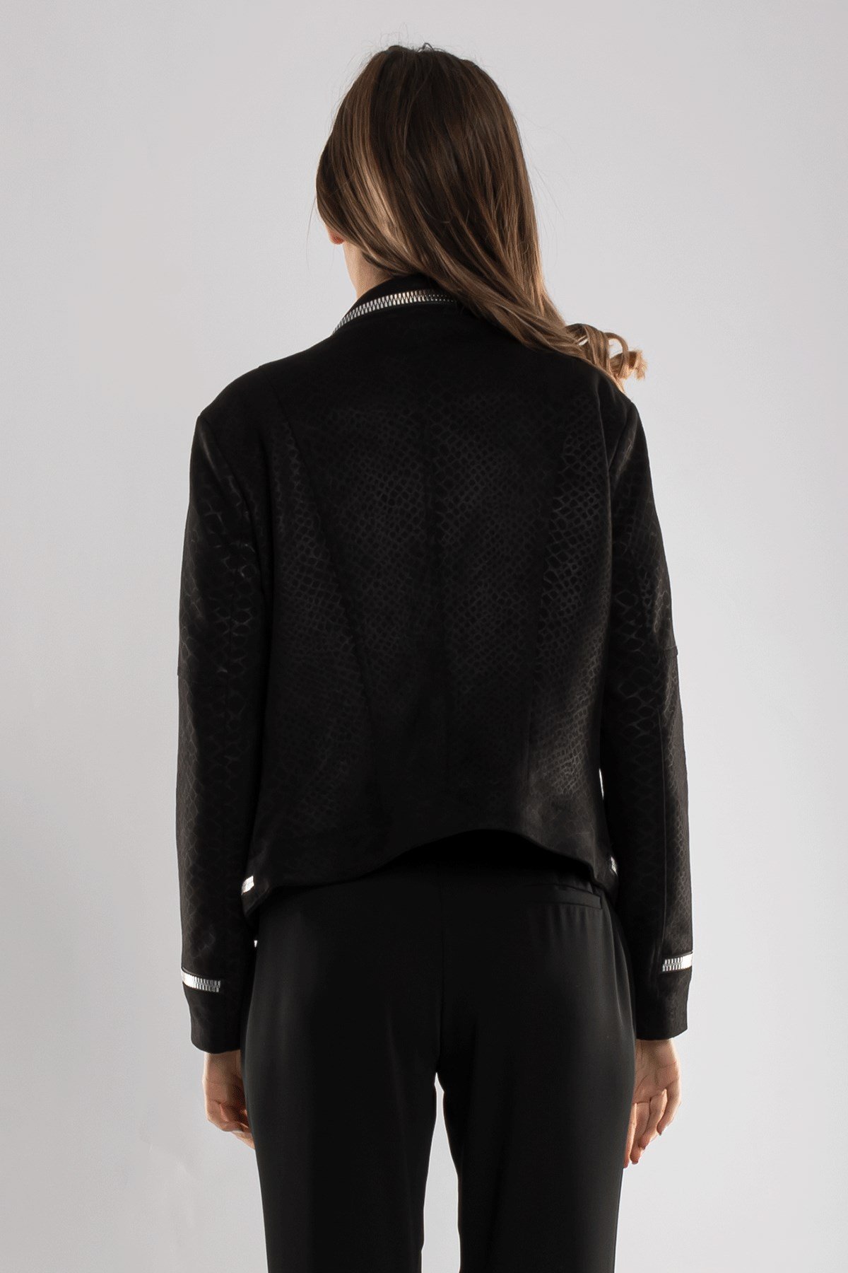 90456 Kendinden Desenli Fermuar Detay Nubuk Ceket