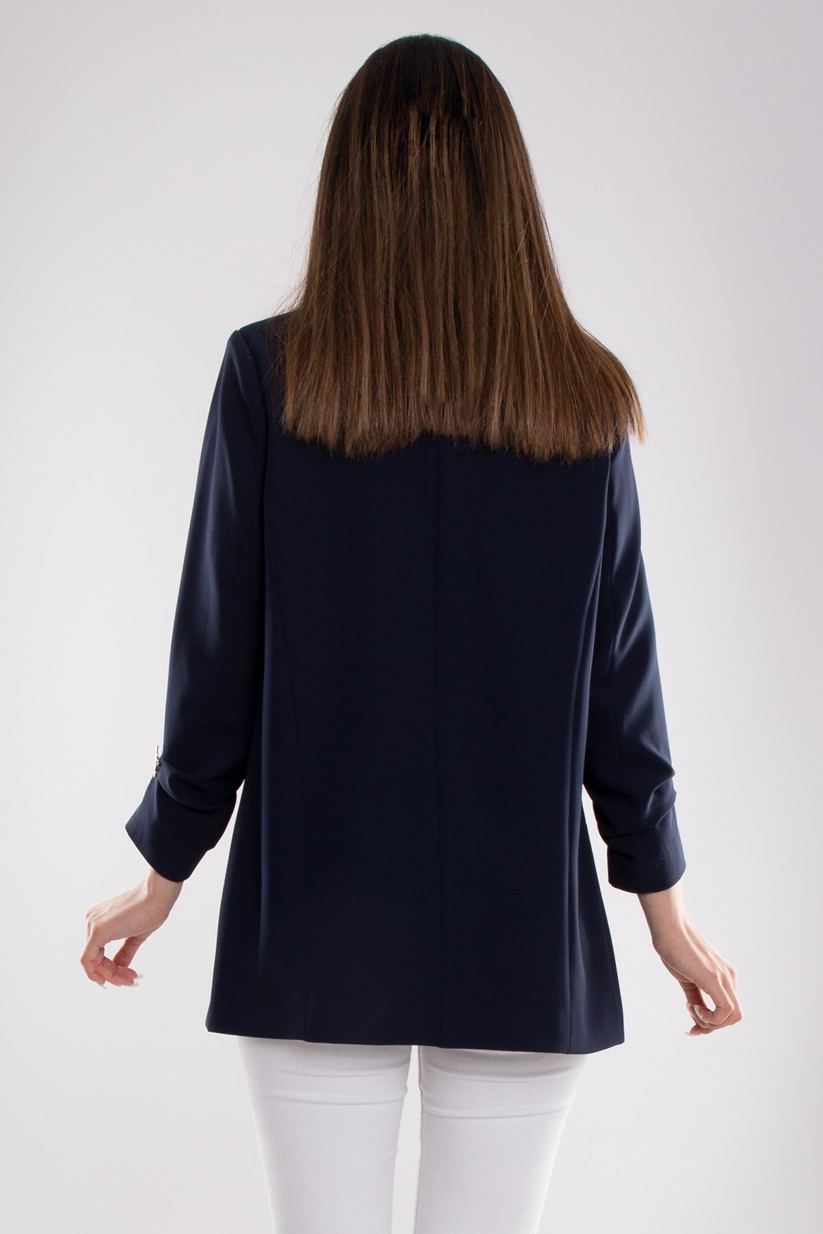 90503 Broşlu Büzgülü Kol Astarlarlı Blazer Ceket