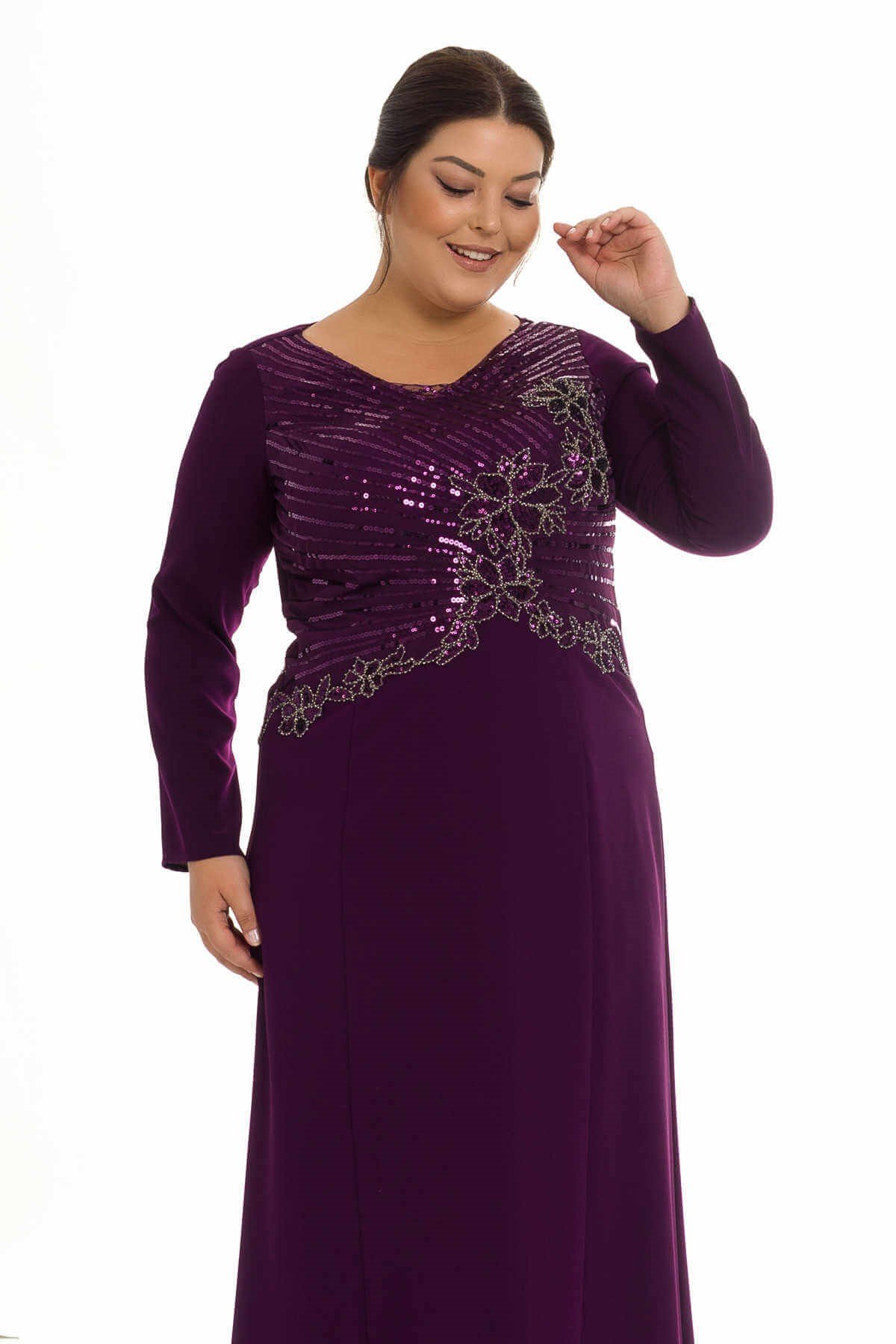 9144 BB ÖNÜ NAKIŞ VE PUL İŞL.KREP ABİYE ELBİSE