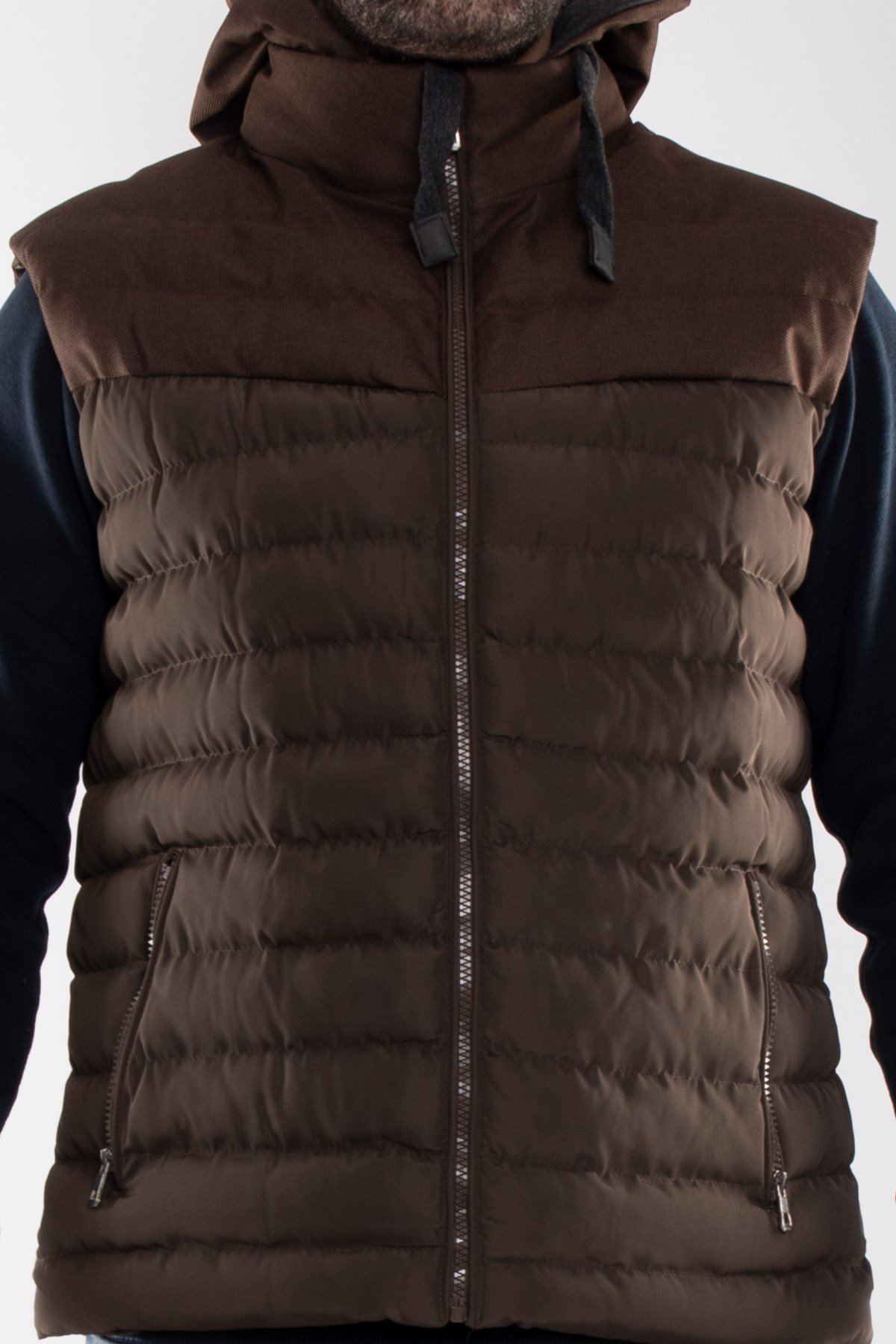 917-226 RegularFit Memory Kombinli Kapşonu Çıkma Erkek Şişme Yelek