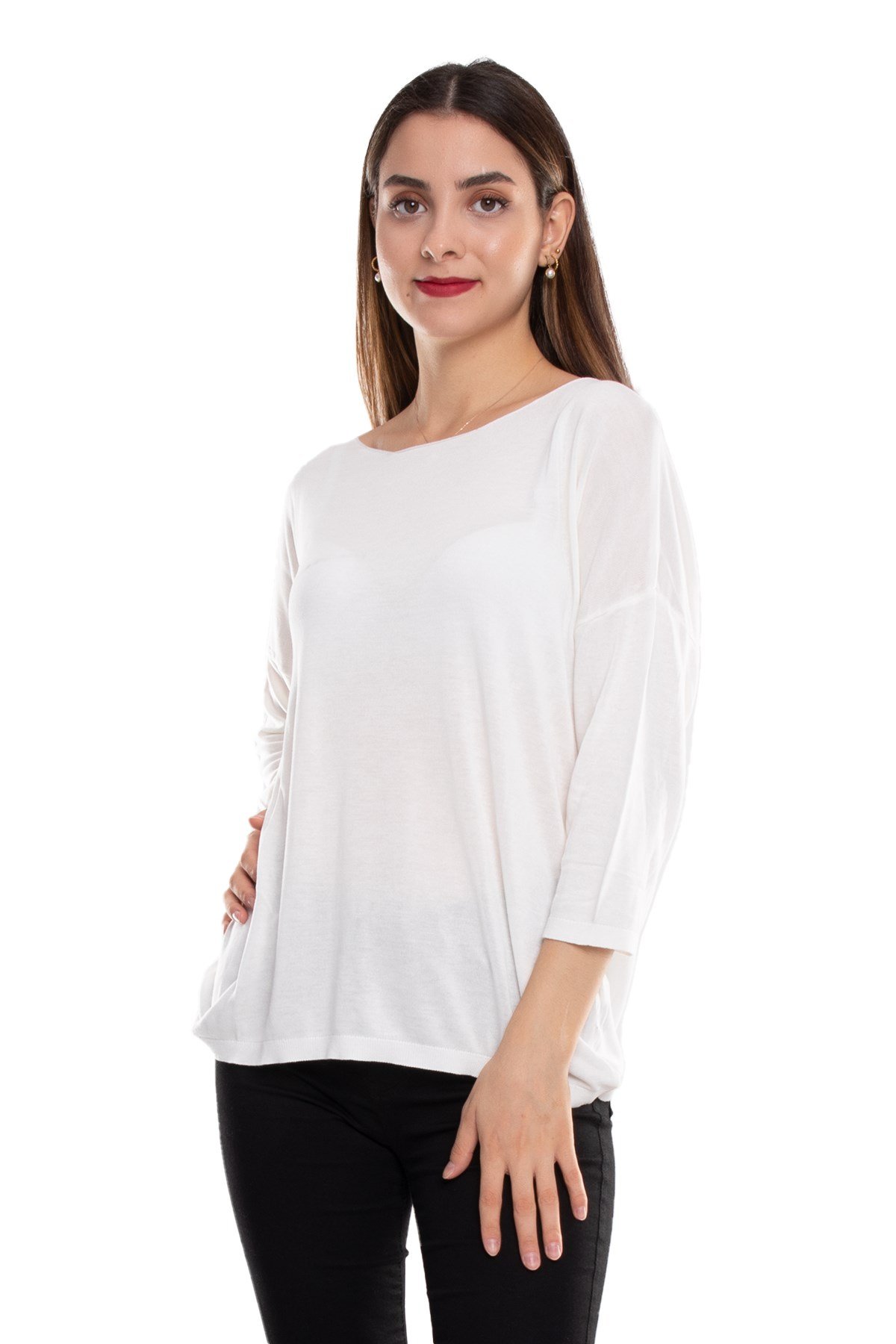 928 Bisiklet Yaka Truvakar Kol İnce Triko Bluz