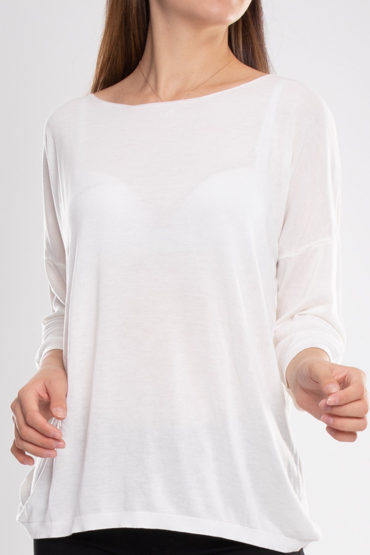 928 Bisiklet Yaka Truvakar Kol İnce Triko Bluz