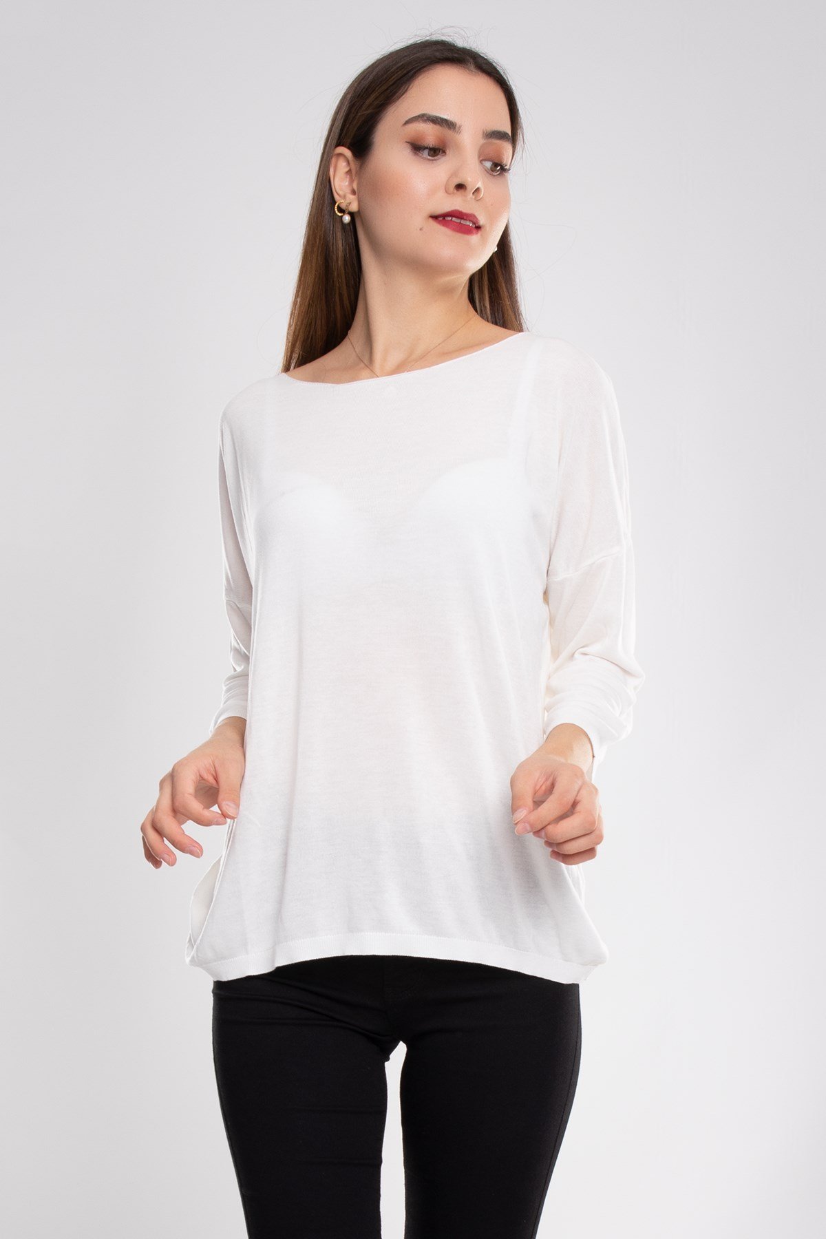 928 Bisiklet Yaka Truvakar Kol İnce Triko Bluz