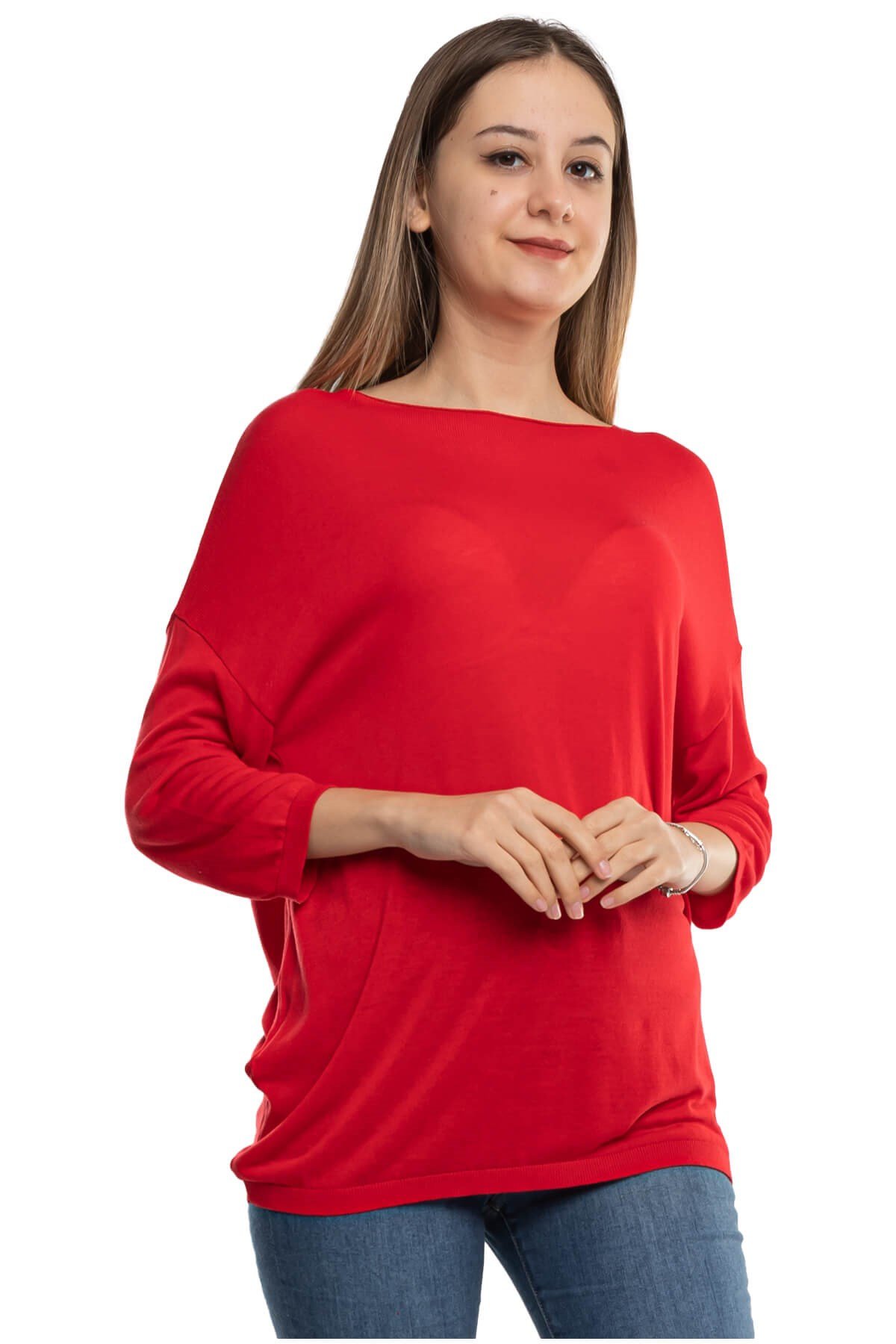 928 Bisiklet Yaka Truvakar Kol İnce Triko Bluz