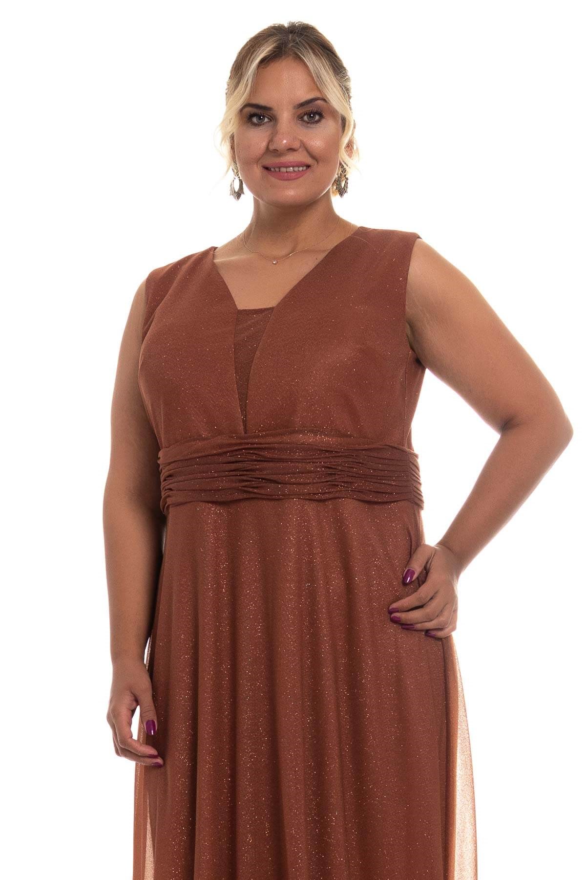 9304 BB Beli Drapeli Sim Kumaş Uzun Abiye Elbise