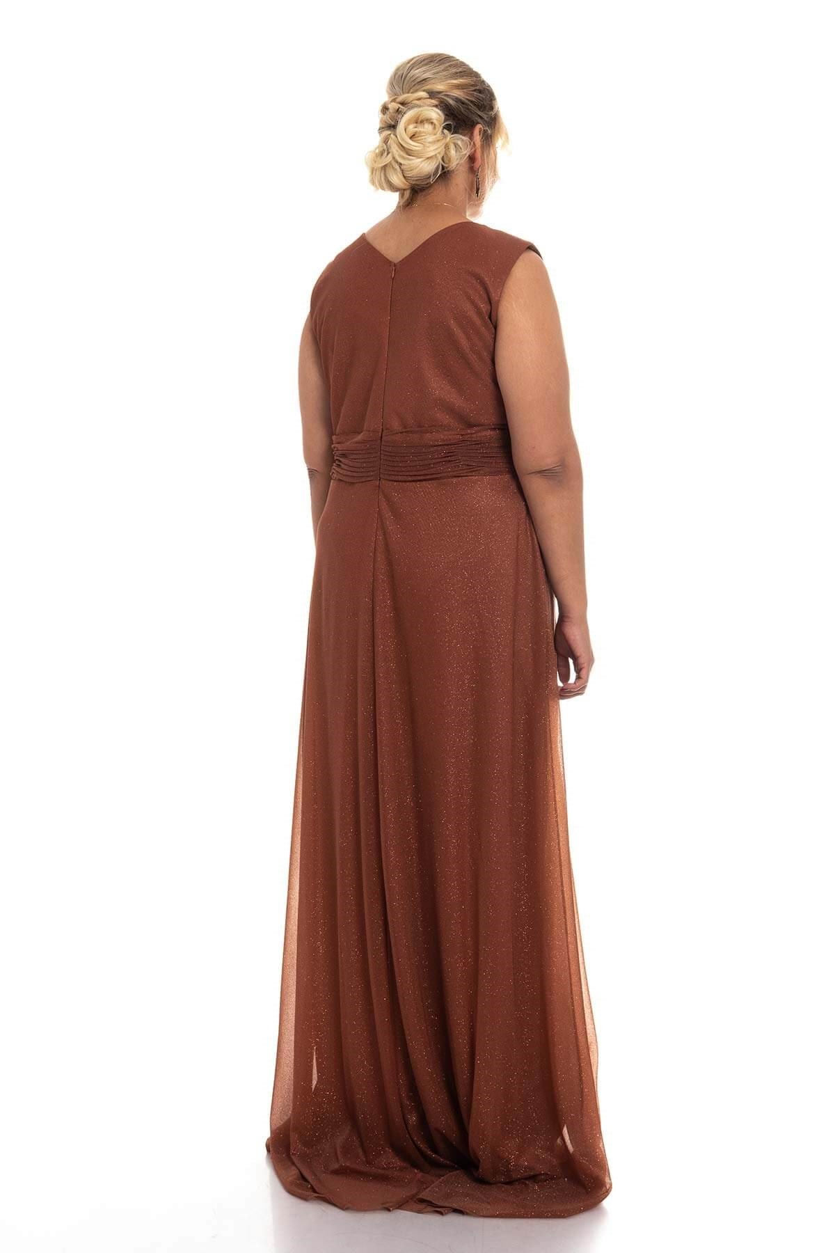 9304 BB Beli Drapeli Sim Kumaş Uzun Abiye Elbise