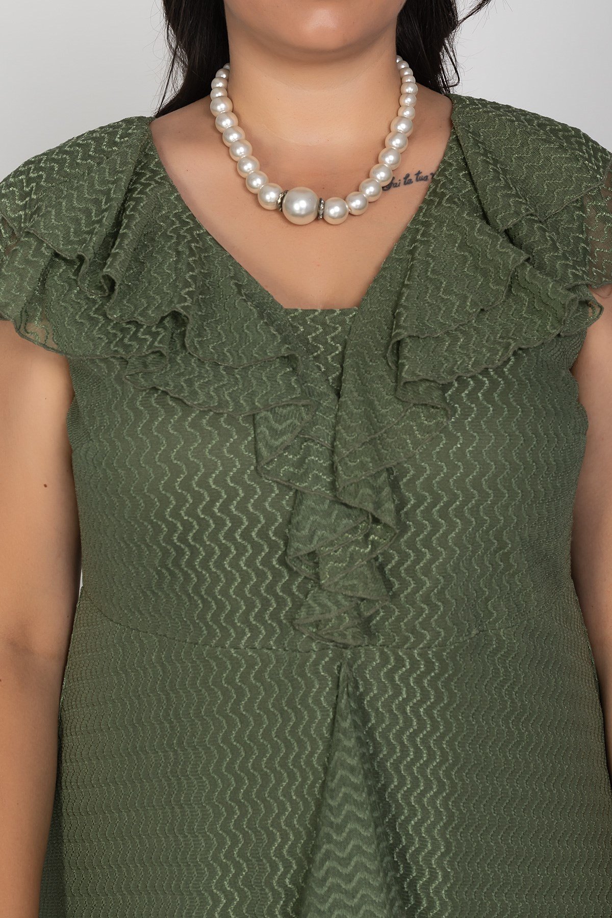 9312 Büyük Beden Vyaka Önü Valonlo Kolsuz Uzun Tül Elbise