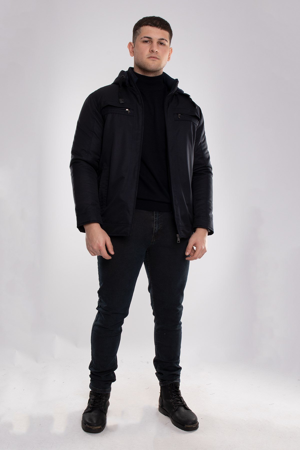 95327-283 İçi Kürklü Kapşonlu Dalgıç Kumaş Erkek Kaban