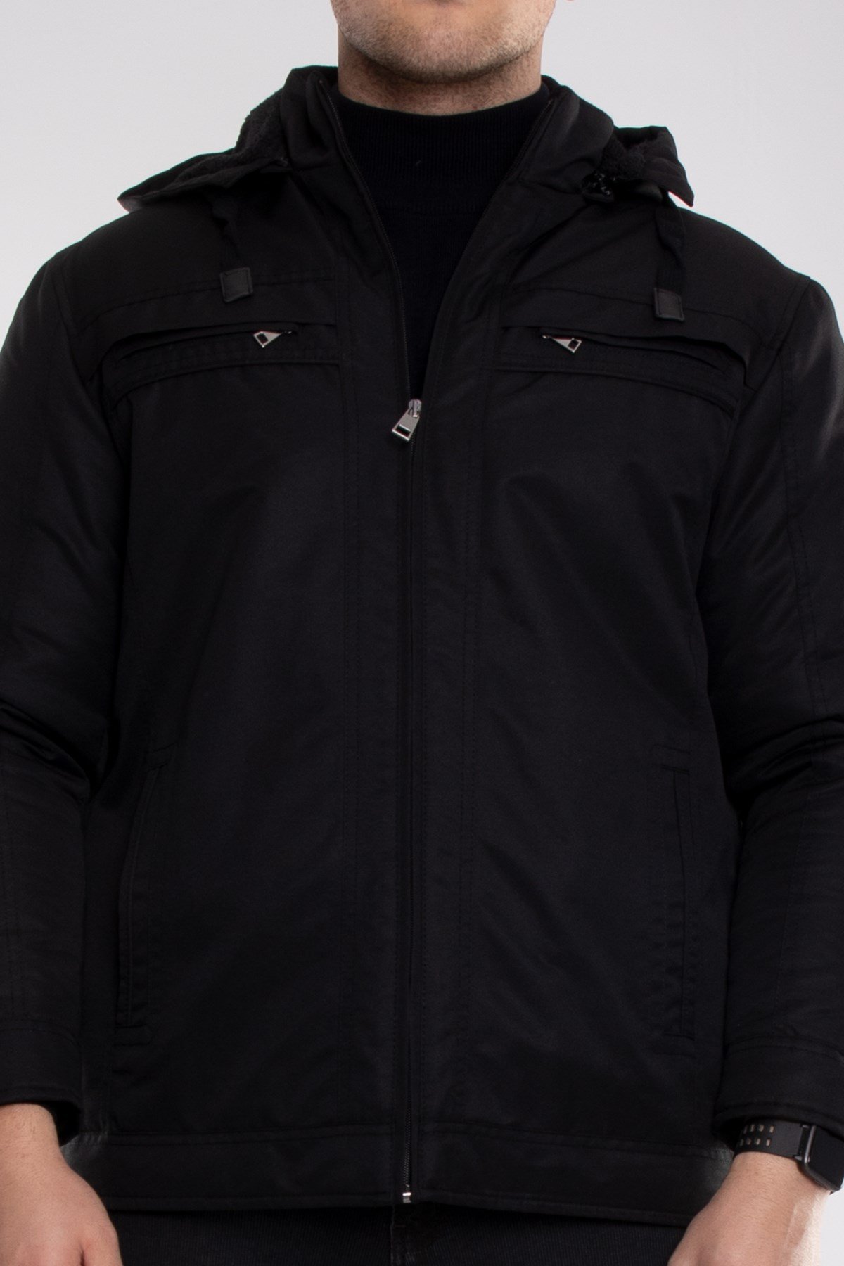 95327-283 İçi Kürklü Kapşonlu Dalgıç Kumaş Erkek Kaban