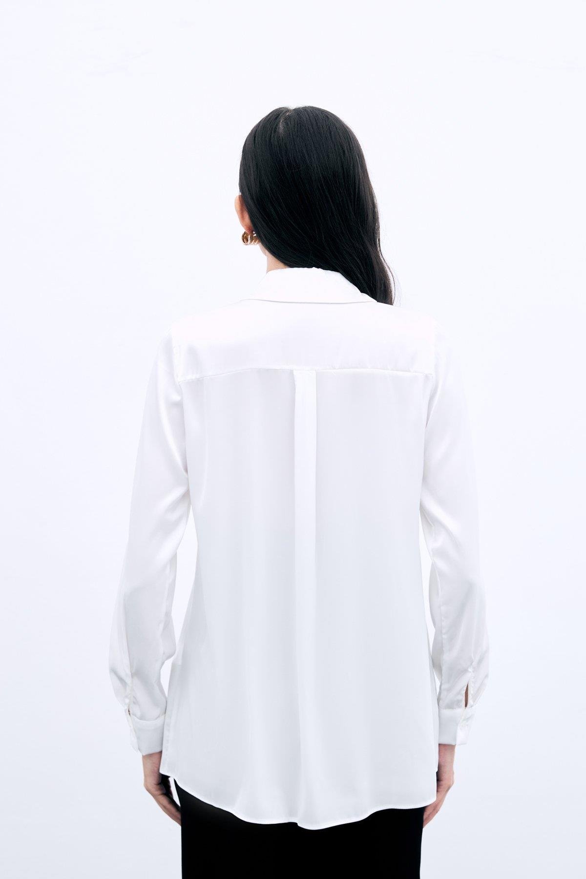 987-2053 Düz Saten Gömlek