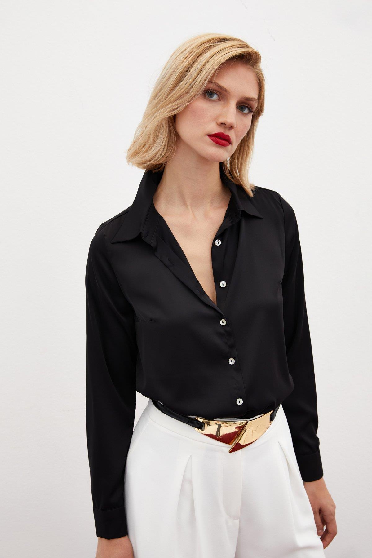 987-2053 Düz Saten Gömlek