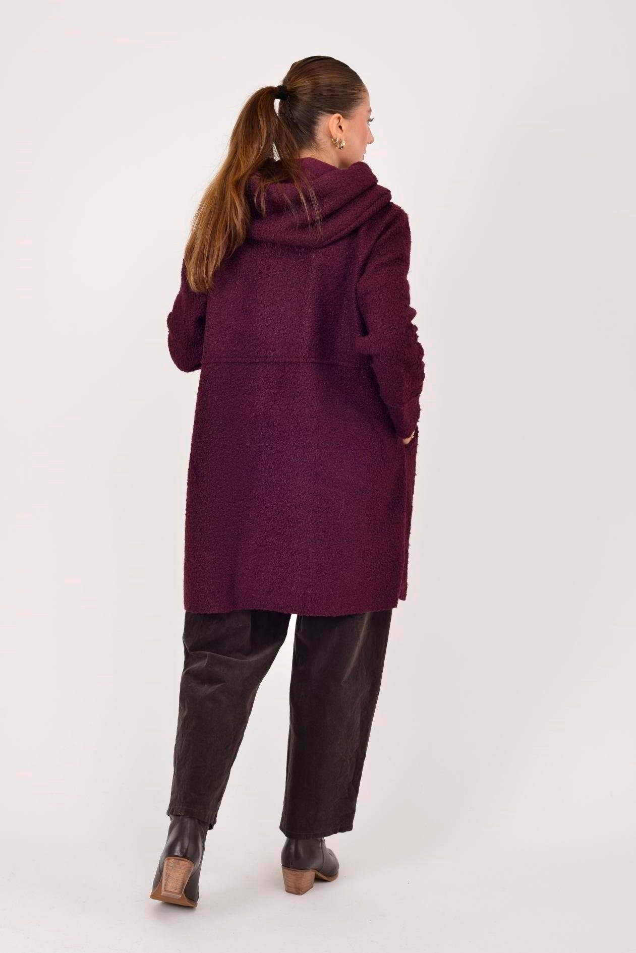 99116 Düğmeli Cepli Buklet Keçe Kaban