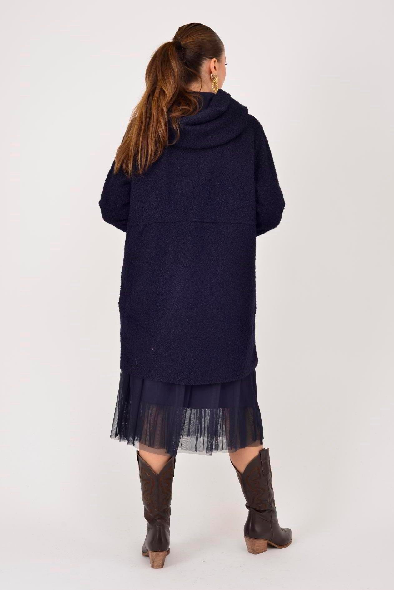 99116 Düğmeli Cepli Buklet Keçe Kaban