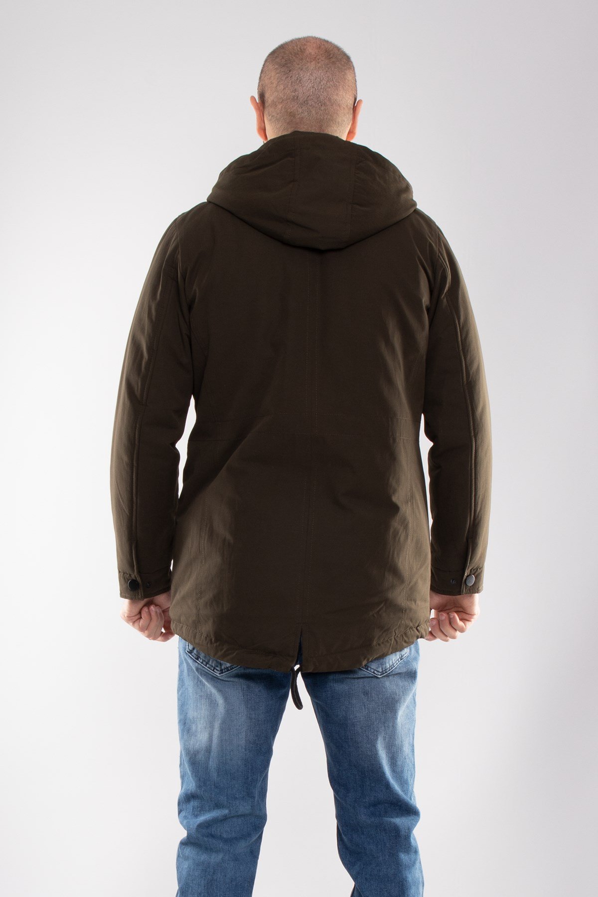 99398-242 RegularFit Kapşonlu Eteği Bağçıklı Erkek Kaban