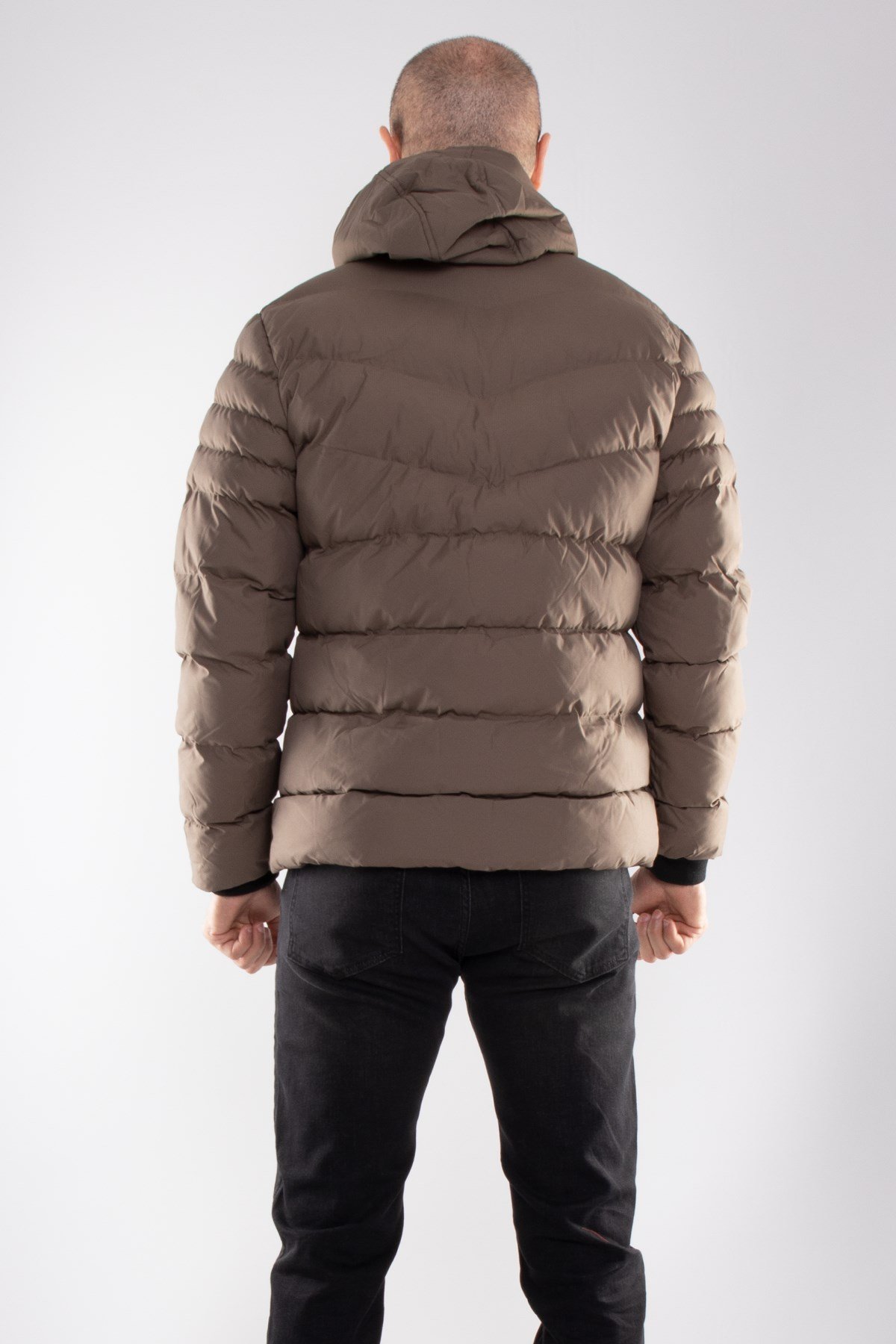 99423-304 SlimFit Kapşonlu Tay Tüyü Erkek Şişme Mont