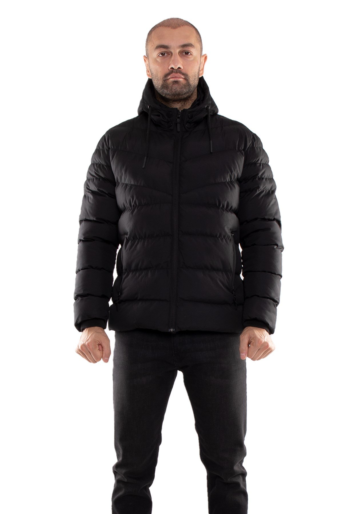 99423-304 SlimFit Kapşonlu Tay Tüyü Erkek Şişme Mont