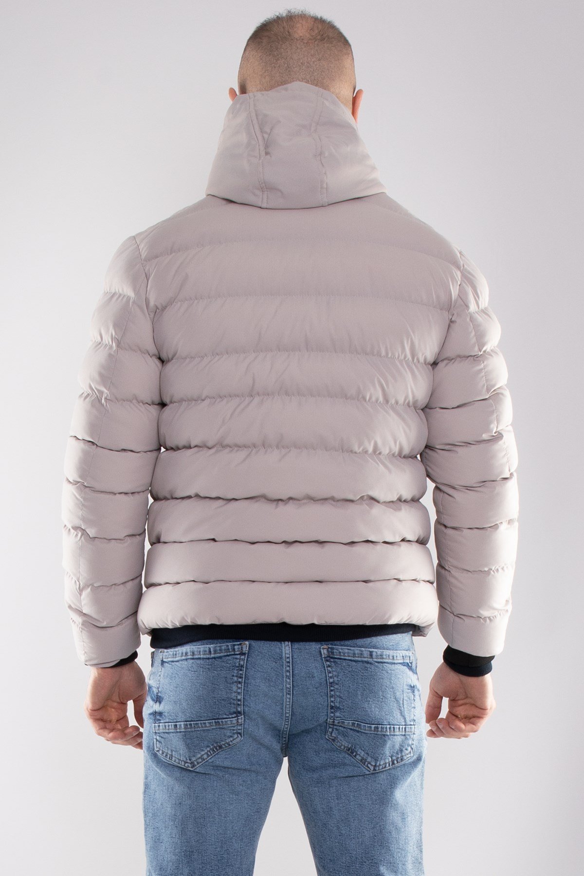 99433-304 SlimFit Kapşonlu Tay Tüyü Erkek Şişme Mont