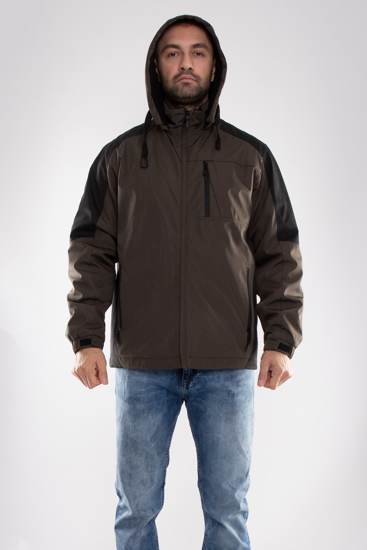 99437-287 RegularFit Kapşonlu Kısa İkiRenkli Erkek Mont