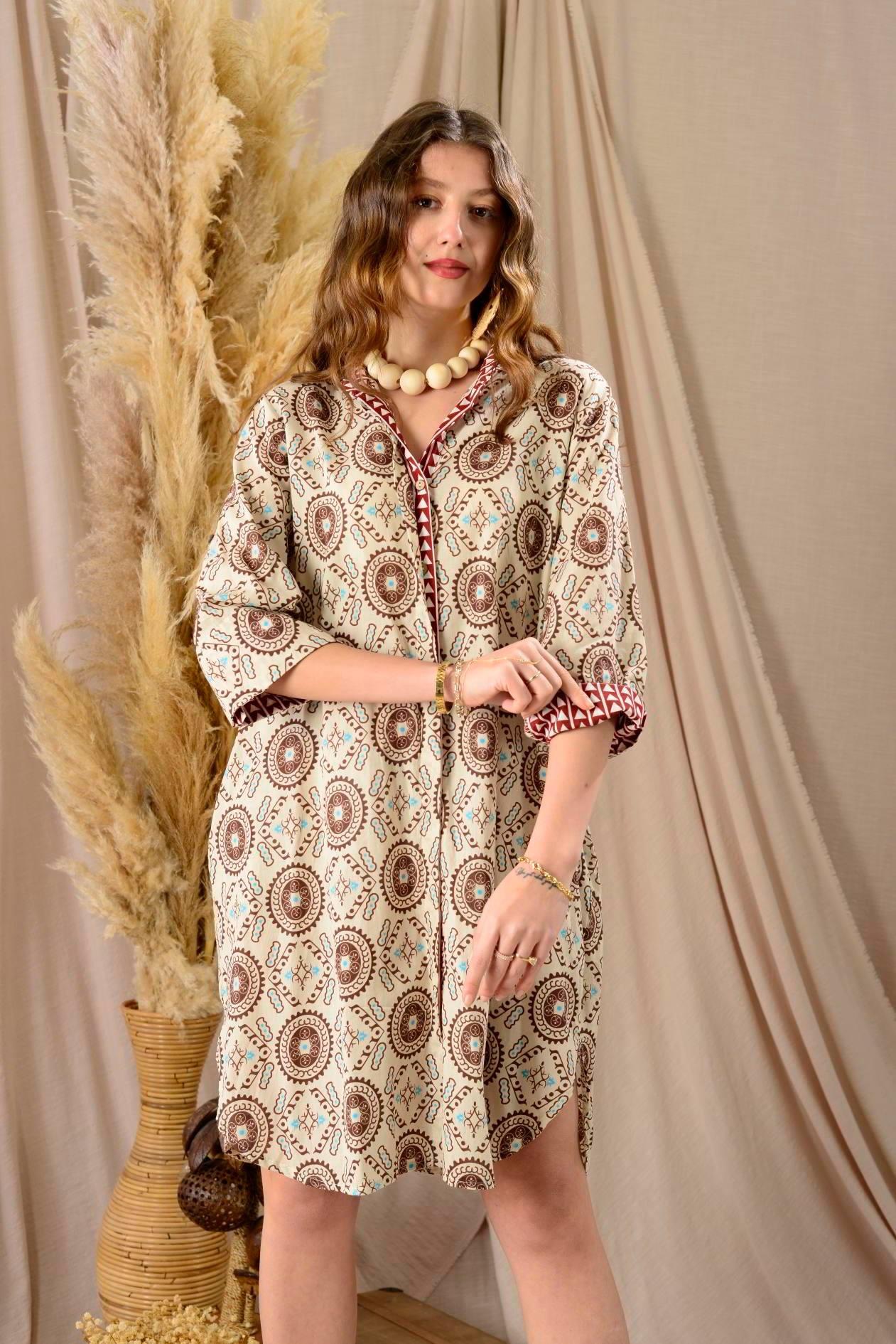 AN10557 A3672 Desen Garnili Kısa Elbise