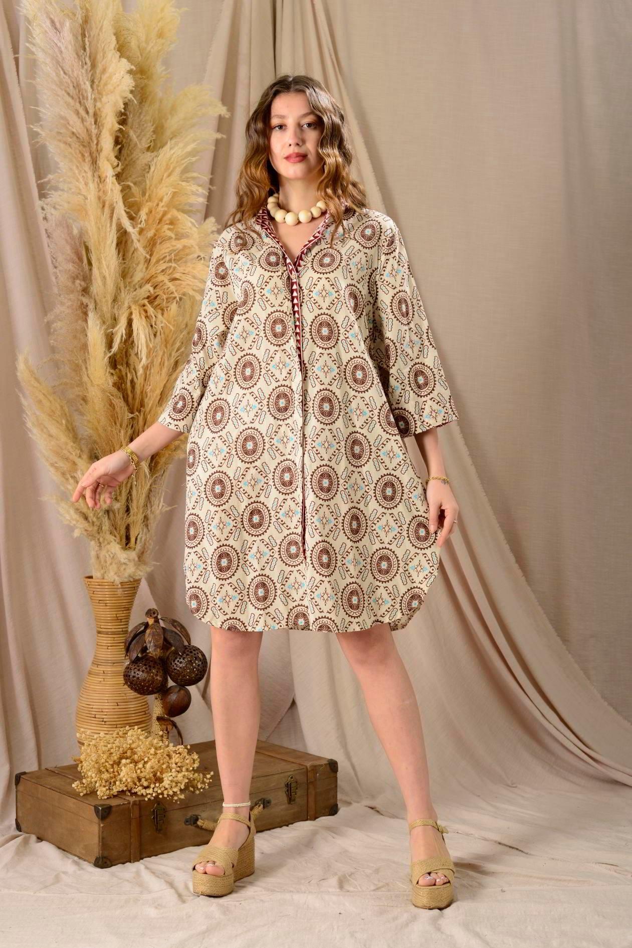 AN10557 A3672 Desen Garnili Kısa Elbise