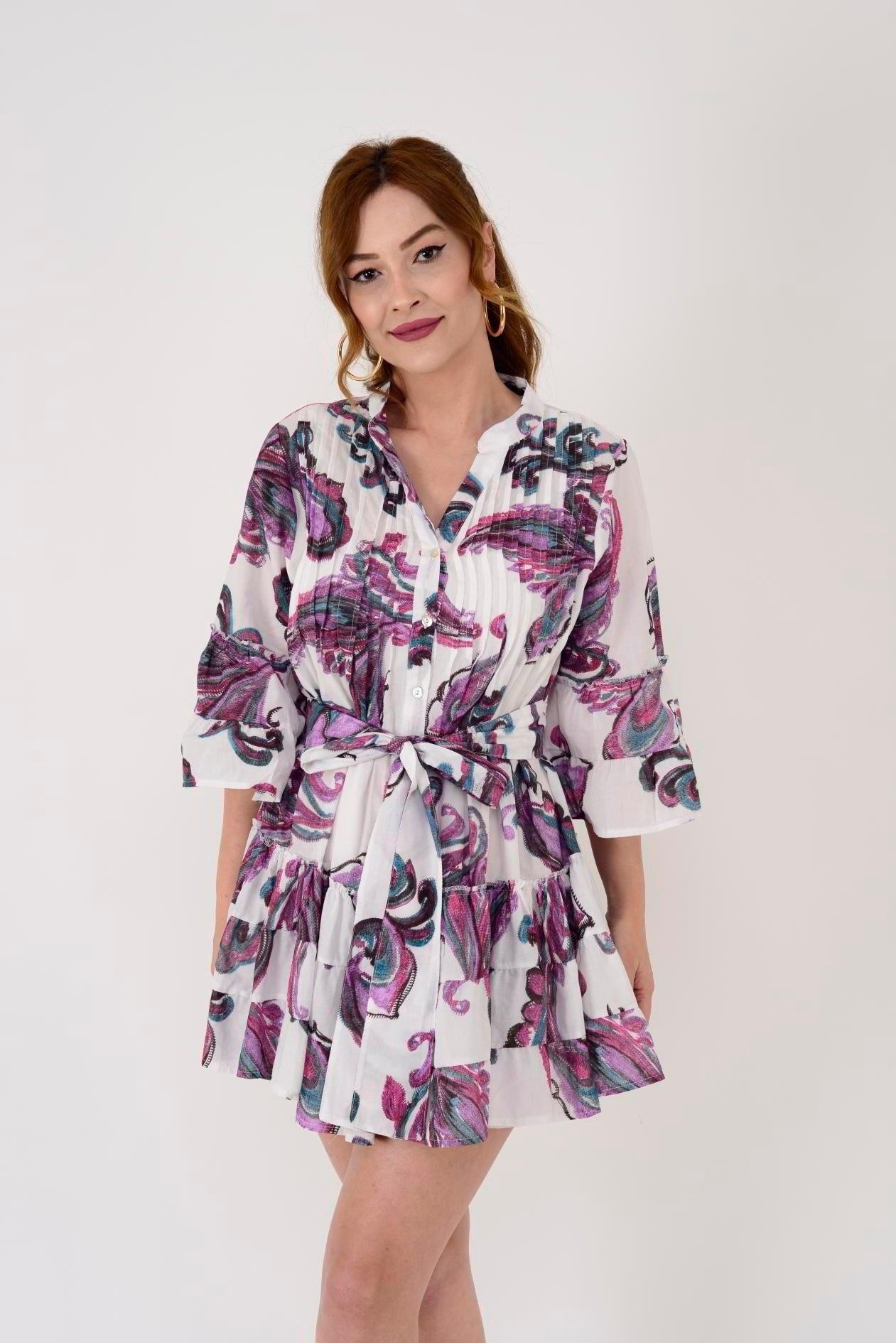 AN10666 23-2164 Desen Nervür Detay Kuşaklı Kısa Eibise