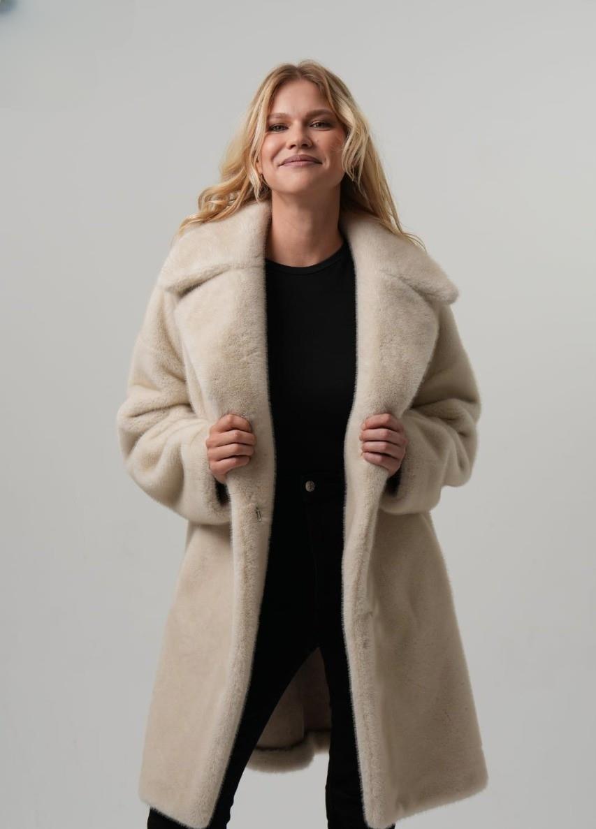 DONNA Ceket Yaka Düğmeli Uzun Kürklü Kadın Mont