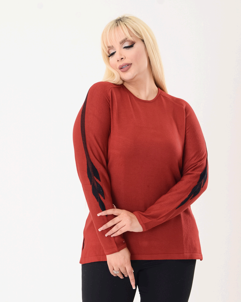 H1403 Omuz Şerit Detaylı Bisiklet Yaka Bluz