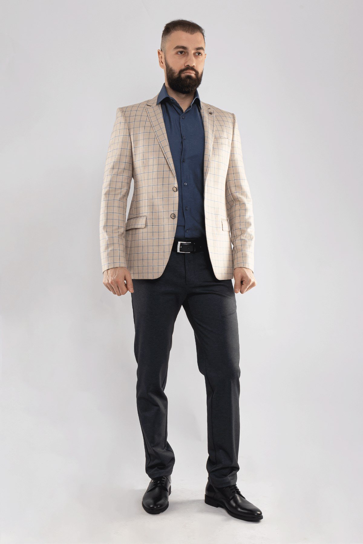 J16Y04017 KARELİ SLİMFİT 6 DROP TEK CEKET