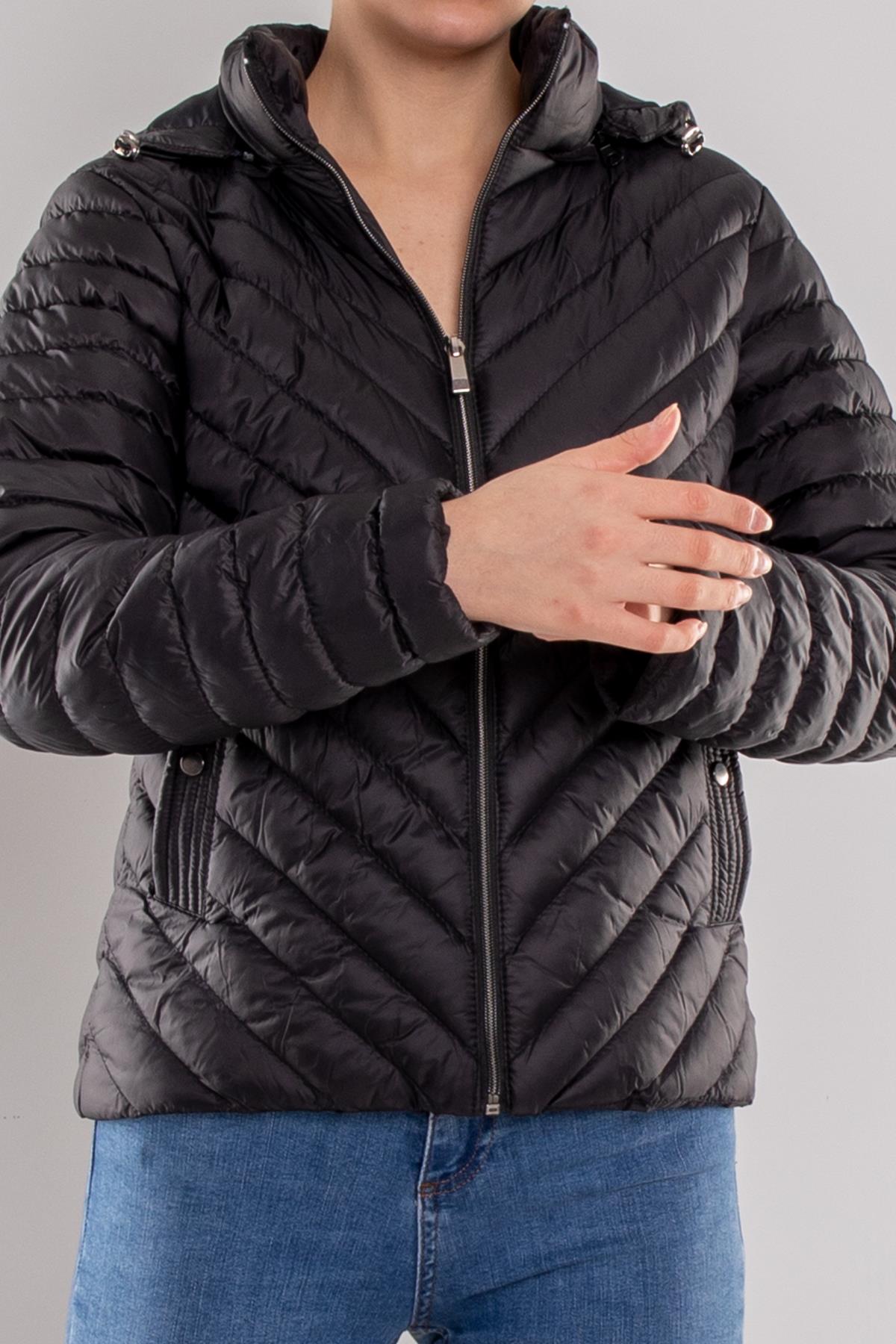 JAKLİN Slimfit Cep Çıtçılı Kapüşonlu Kısa Şişme Mont