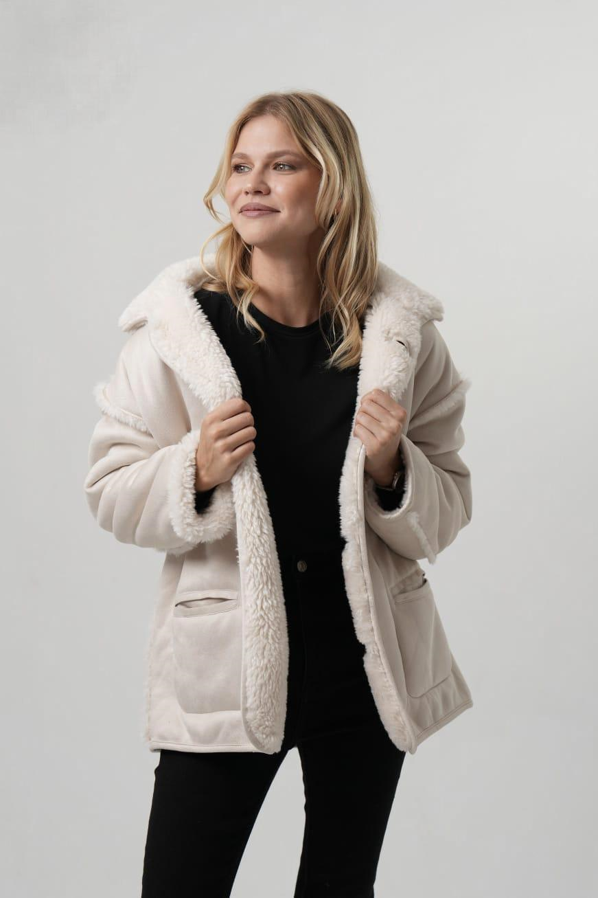 JEAN İçi Kürklü Düğmeli Nubuk Kadın Mont