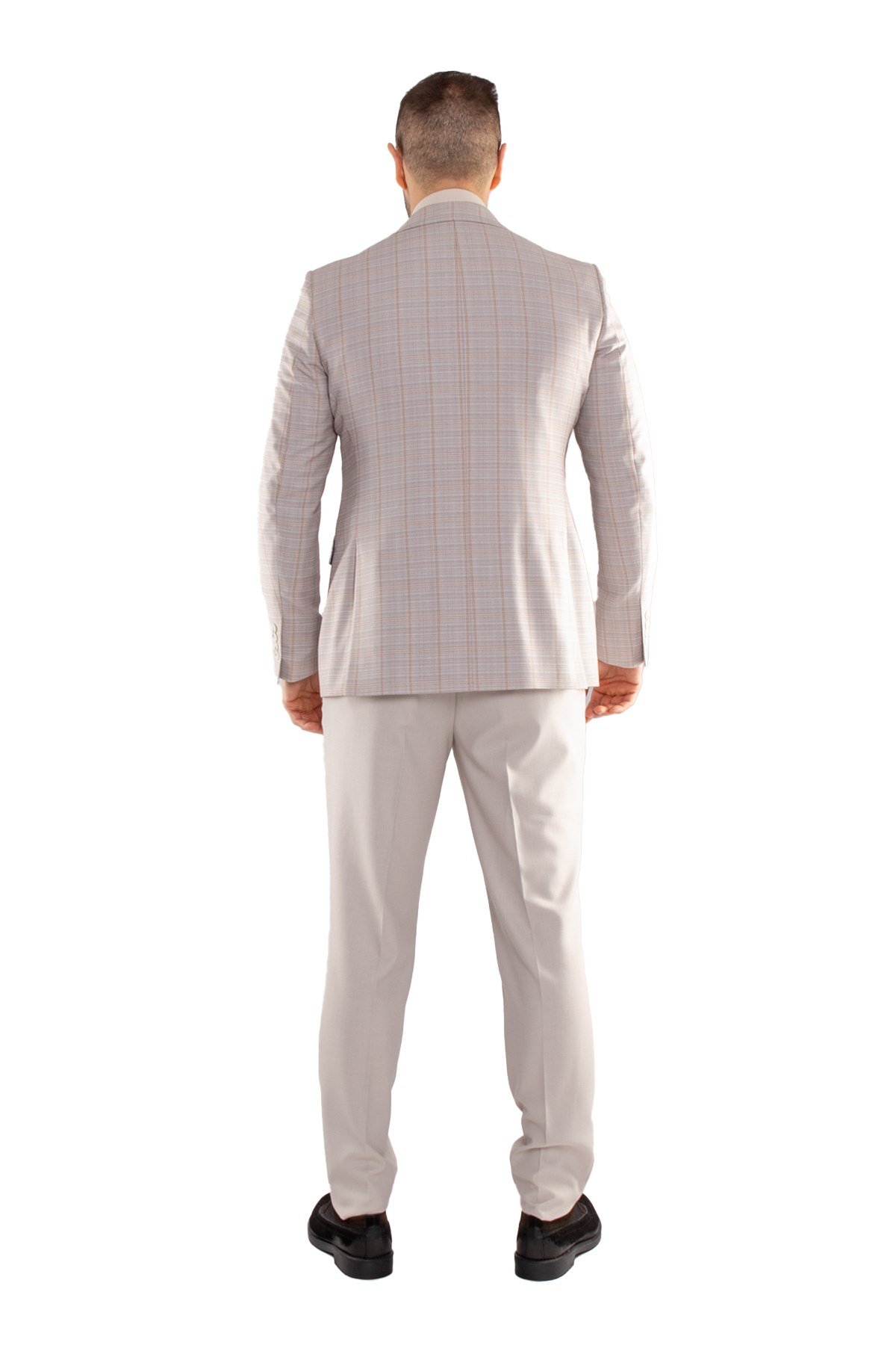 JK35SF02M061 Slimfit 6 Drop Kareli Yelekli Takım Elbise