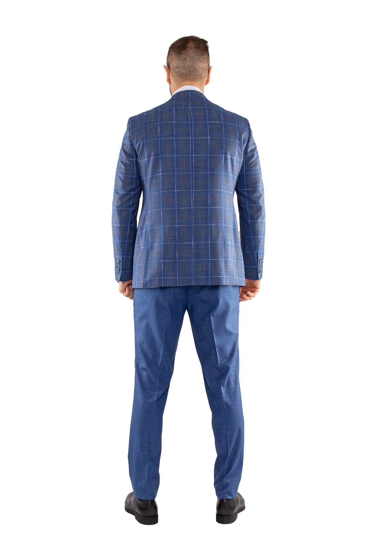 JK36SF02M164 Slimfit 6 Drop Kareli Yelekli Takım Elbise