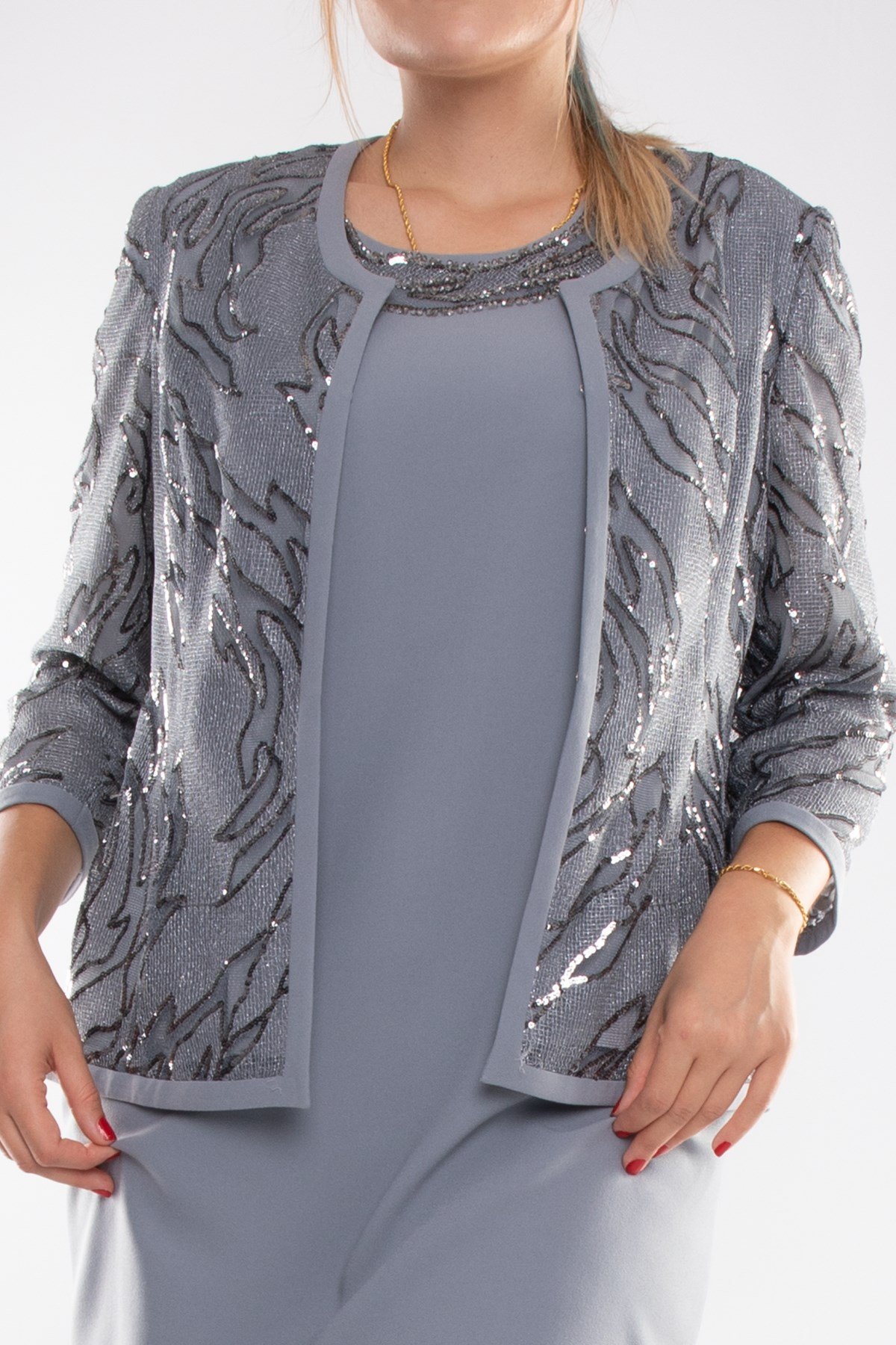 M-627 BB SİMLİ PULPAYET KISA ELBİSE-CEKET TAKIM